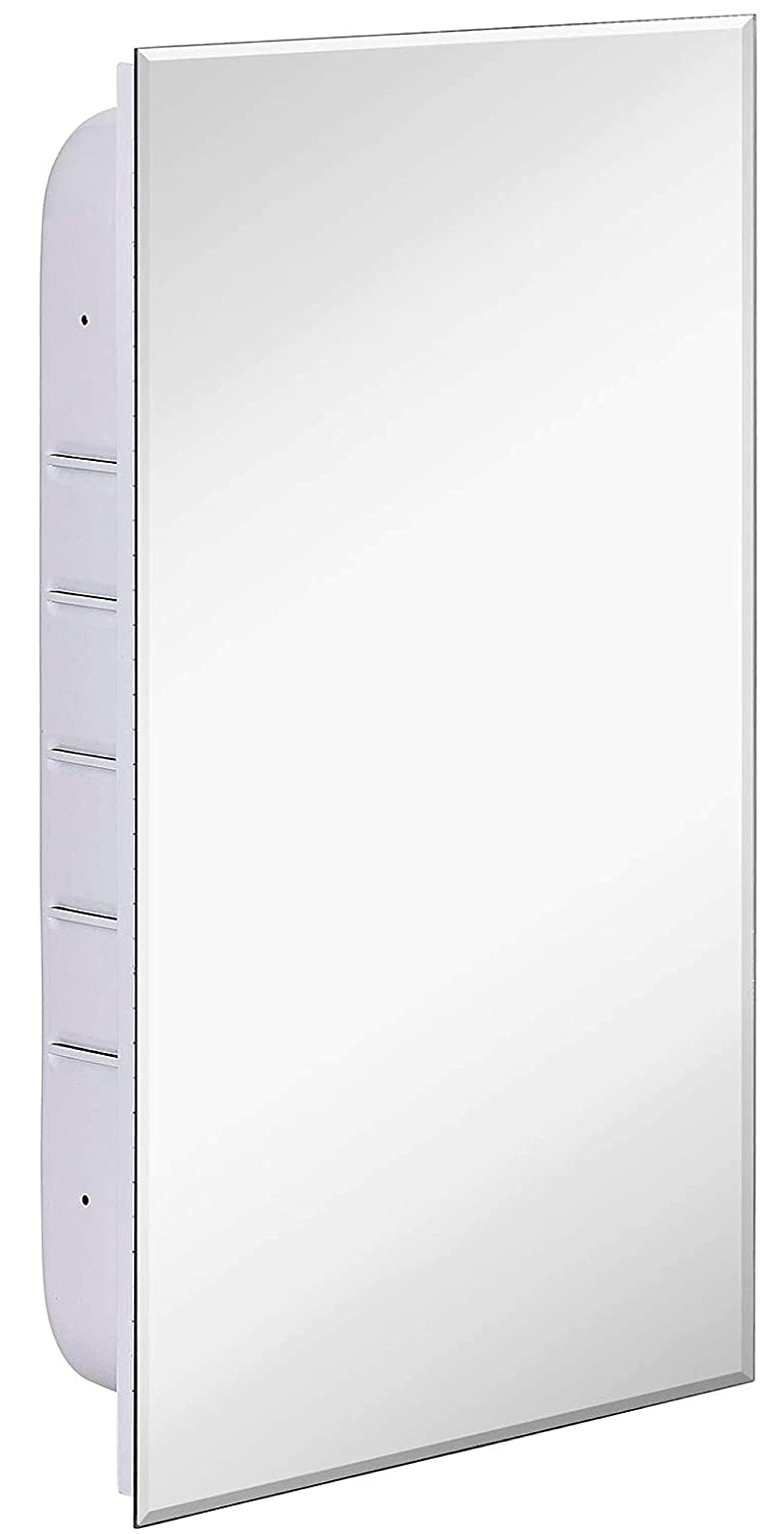 16x26 Inch White Recessed Bathroom Medicine Cabinet with Beveled Mirror - Wall Mounted Farmhouse Style Storage Organizer with Shelves - Perfect for Small Bathrooms, Powder Rooms & Vanity Areas