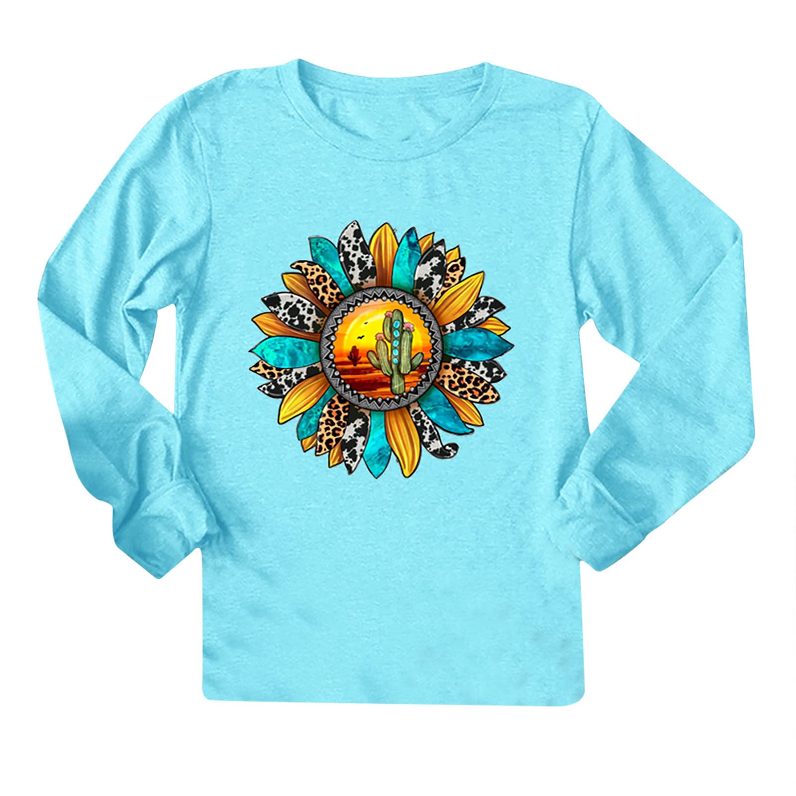 RGOGAK Women's Long Sleeve T-Shirt - Soft Casual Round Neck Pullover Blouse with Sunflower Print | Perfect for Everyday Wear, Office Outfits & Fall Fashion