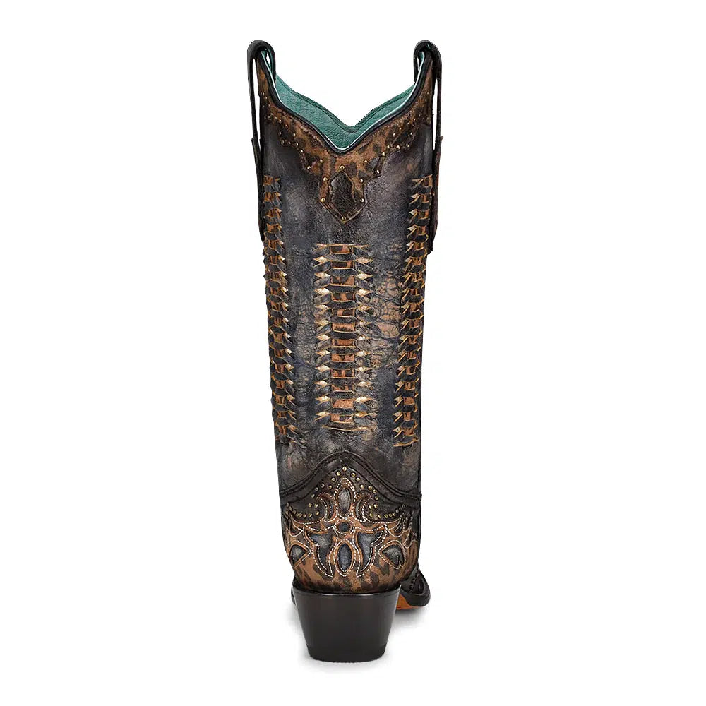 Women's C3881 M Corral Black & Brown Western Cowgirl Cowhide Leather Boots - Perfect for Rodeo, Country Dancing & Cowboy Fashion