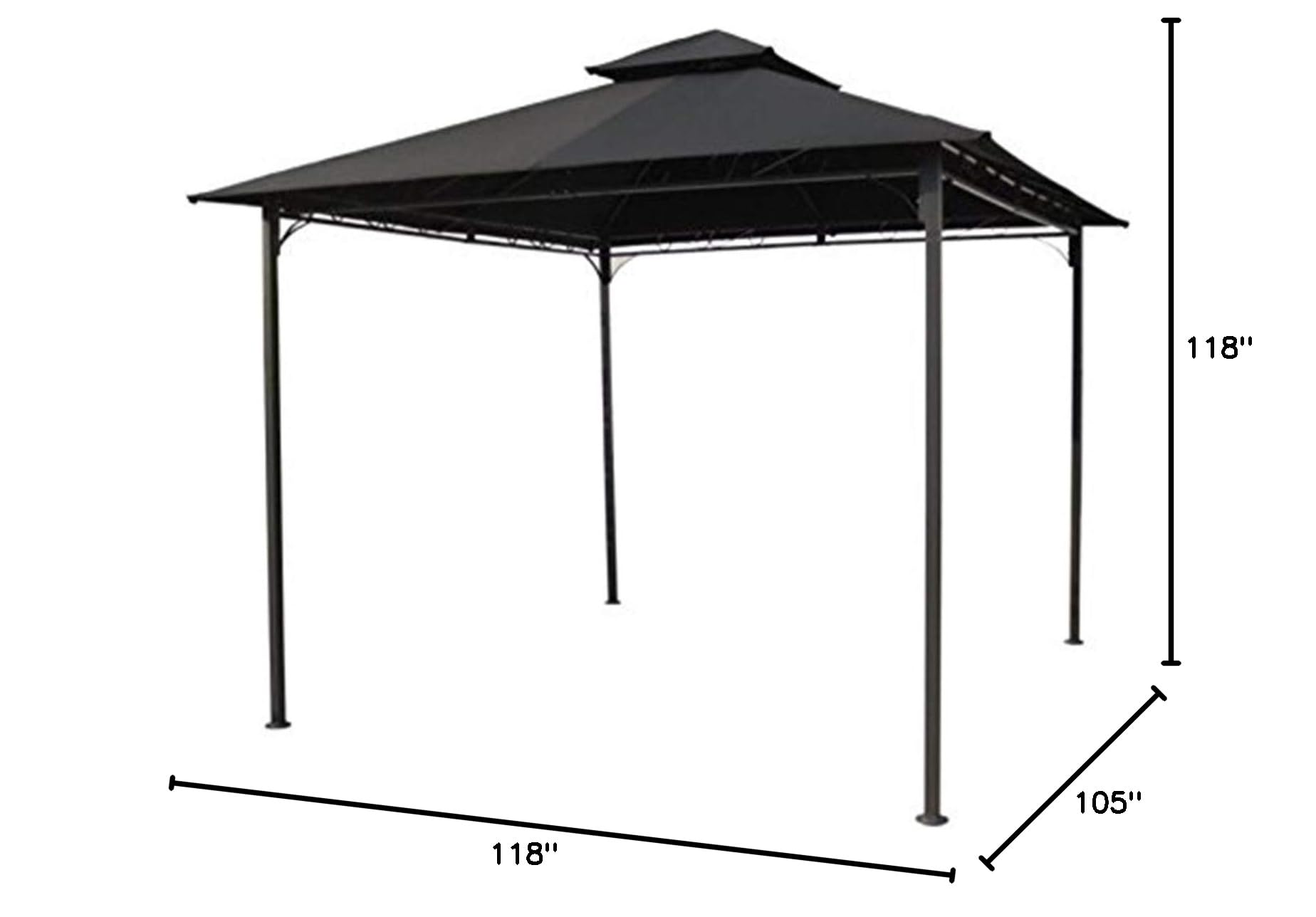 Square Vented Canopy Gazebo - Outdoor Patio Furniture with UV Protection for Backyard, Garden, and Poolside Relaxation