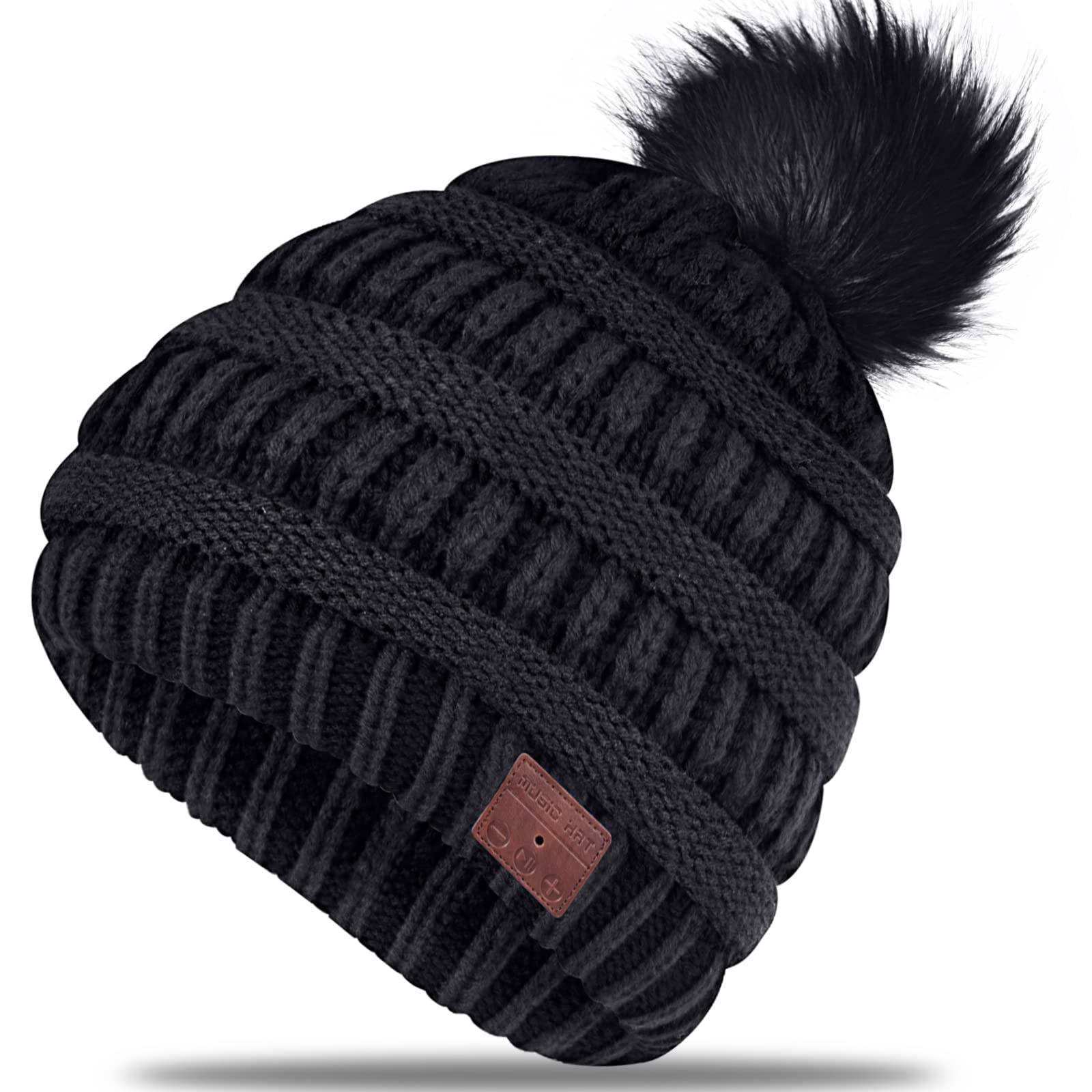 Wireless Music Beanie Hat for Women - Bluetooth Headphones with Built-in Mic & Speakers - Warm Winter Knit Cap for Sports, Running, Skiing & Outdoor Activities