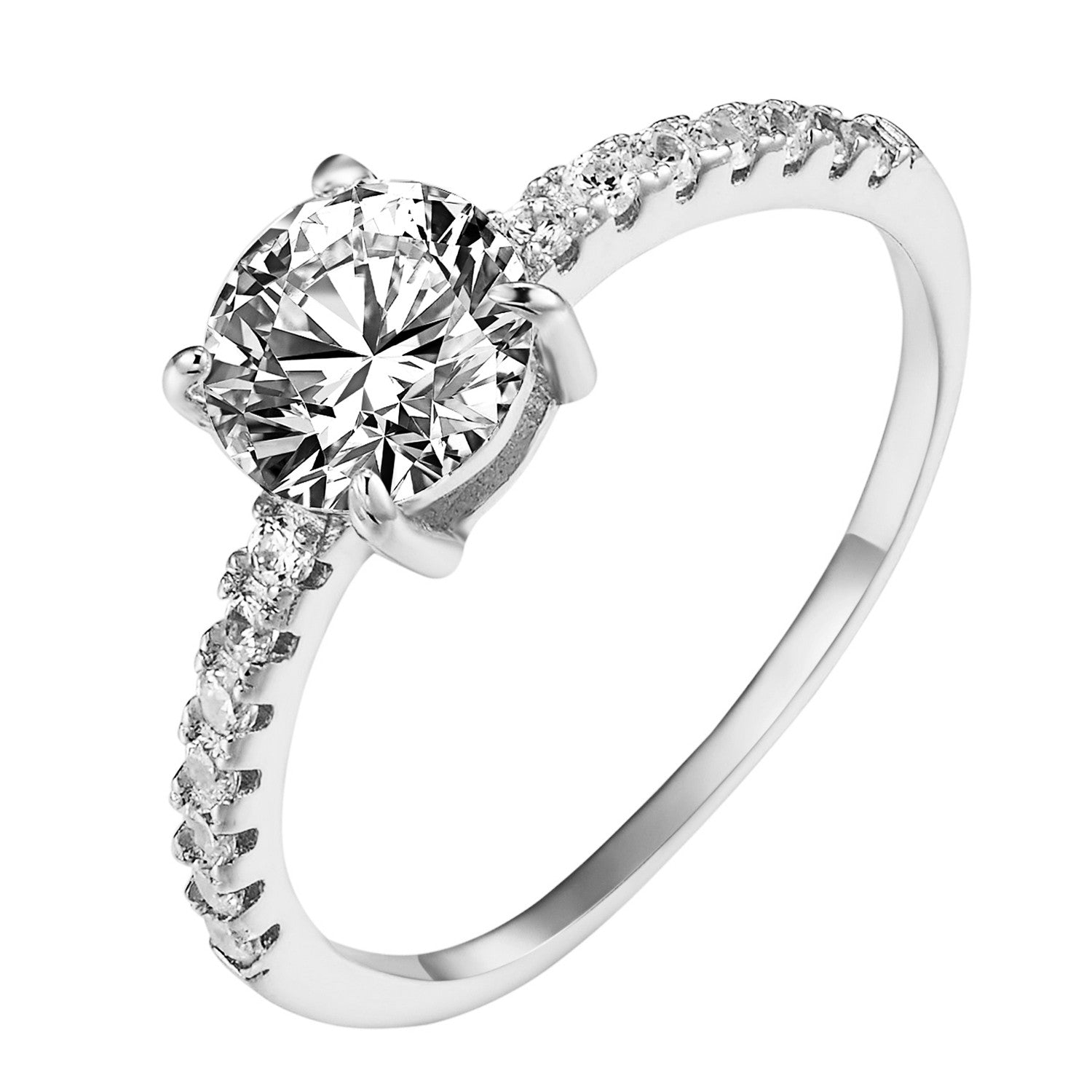Solitaire Round Cut Engagement Ring - Sterling Silver Wedding Band for Women with Cubic Zirconia - Perfect for Proposals, Anniversaries & Bridal Jewelry