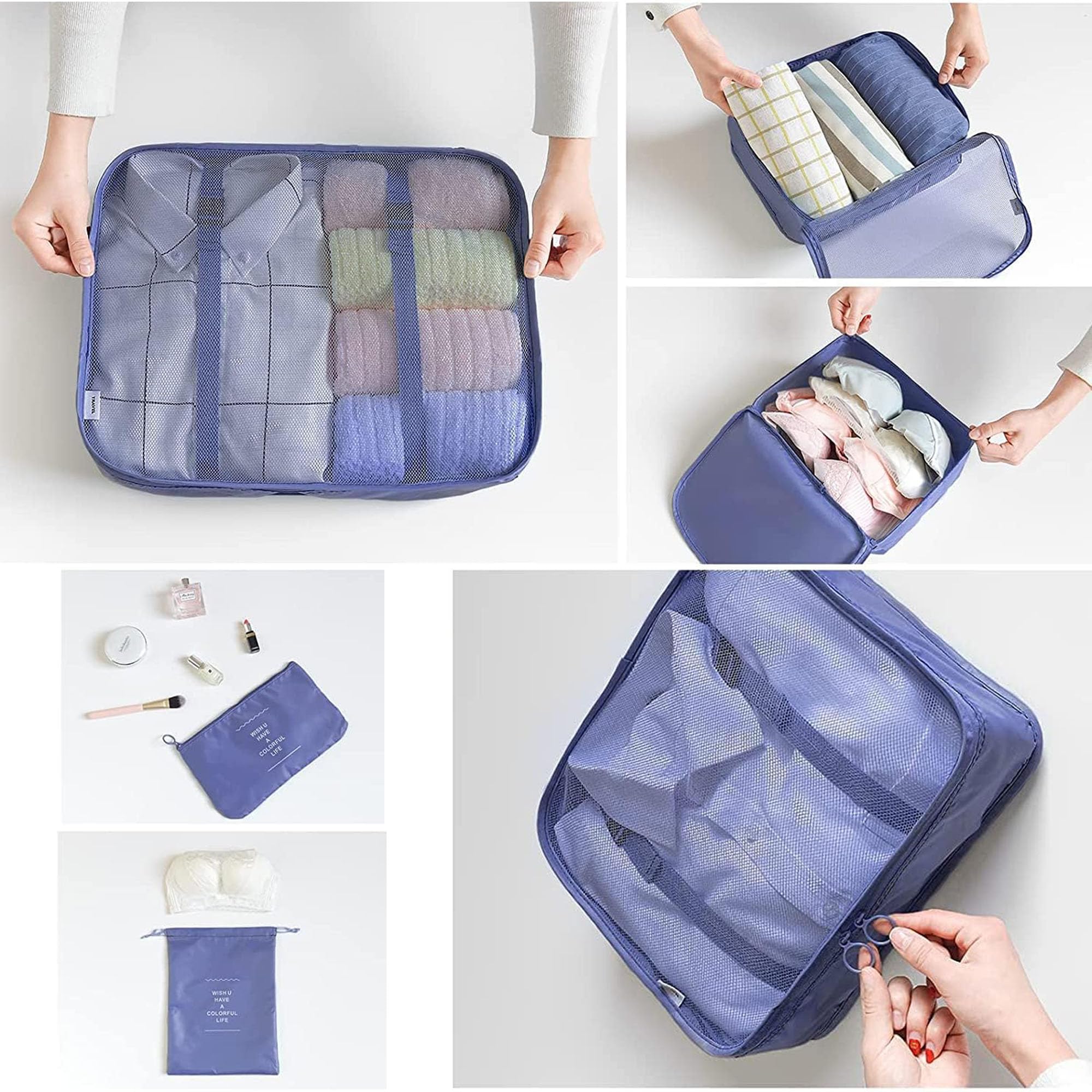 6-Pack Travel Packing Cubes - Suitcase Organizers for Clothes, Shoes & Toiletries | Perfect for Business Trips & Vacations
