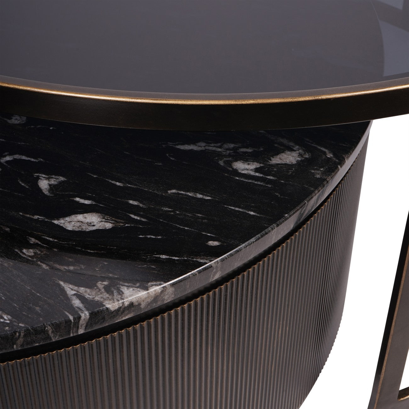 Belvedere Black Set of 2 Modern Nesting Coffee Tables for Living Room - Space Saving Side Tables with Sleek Design for Small Spaces