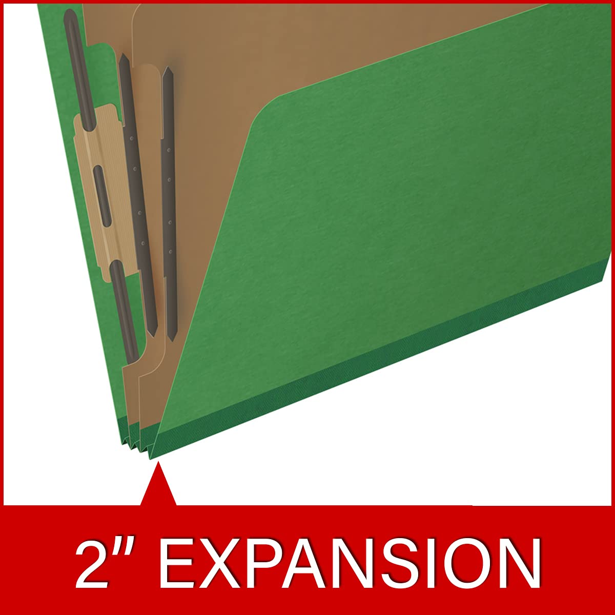 25-Point Pressboard Classification Folders - 2/5 Cut ROC Top Tab, Letter Size, 2 Dividers, Moss Green (Box of 10) - Perfect for Office Organization, School Projects & Document Filing