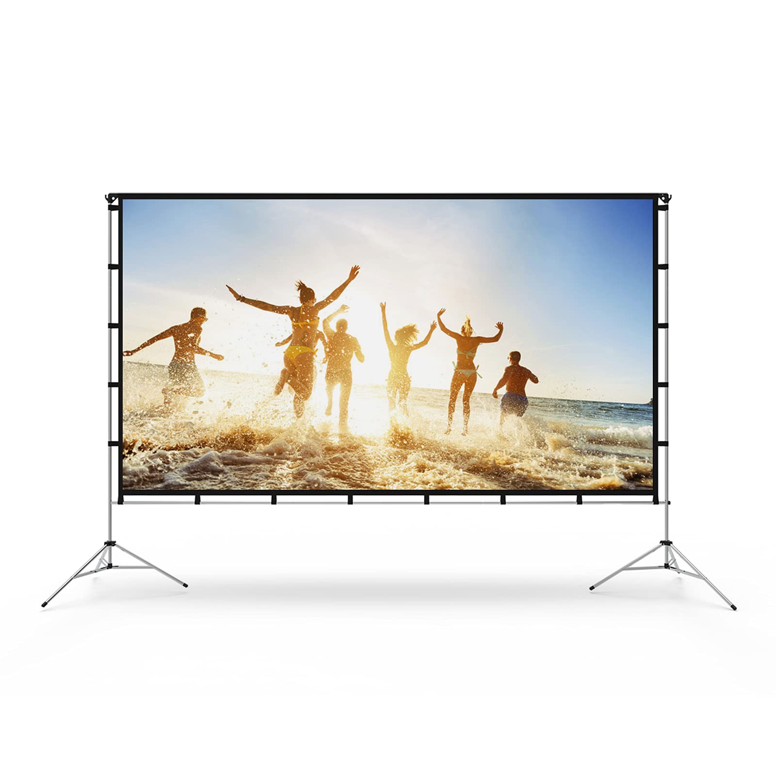 Vamvo 100 Inch Portable Projector Screen with Stand - Foldable 16:9 HD 4K Projection Screen for Indoor & Outdoor Use | Includes Carrying Bag | Perfect for Home Theater, Camping, Backyard Movies, and Outdoor Entertainment Events