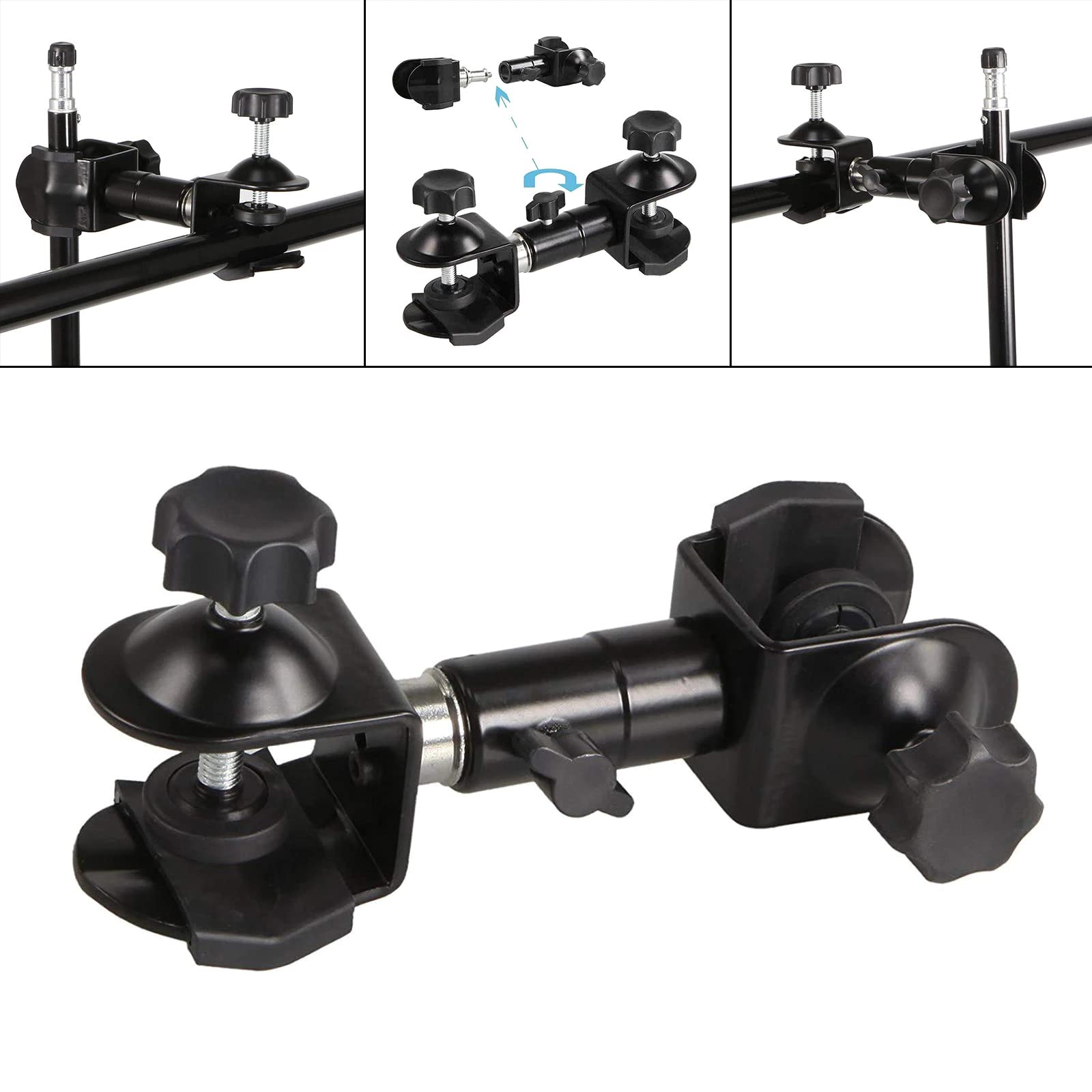 Heavy-duty Umbrella Mount for Tripod - Dual-head Camera Clamp for Outdoor Photography