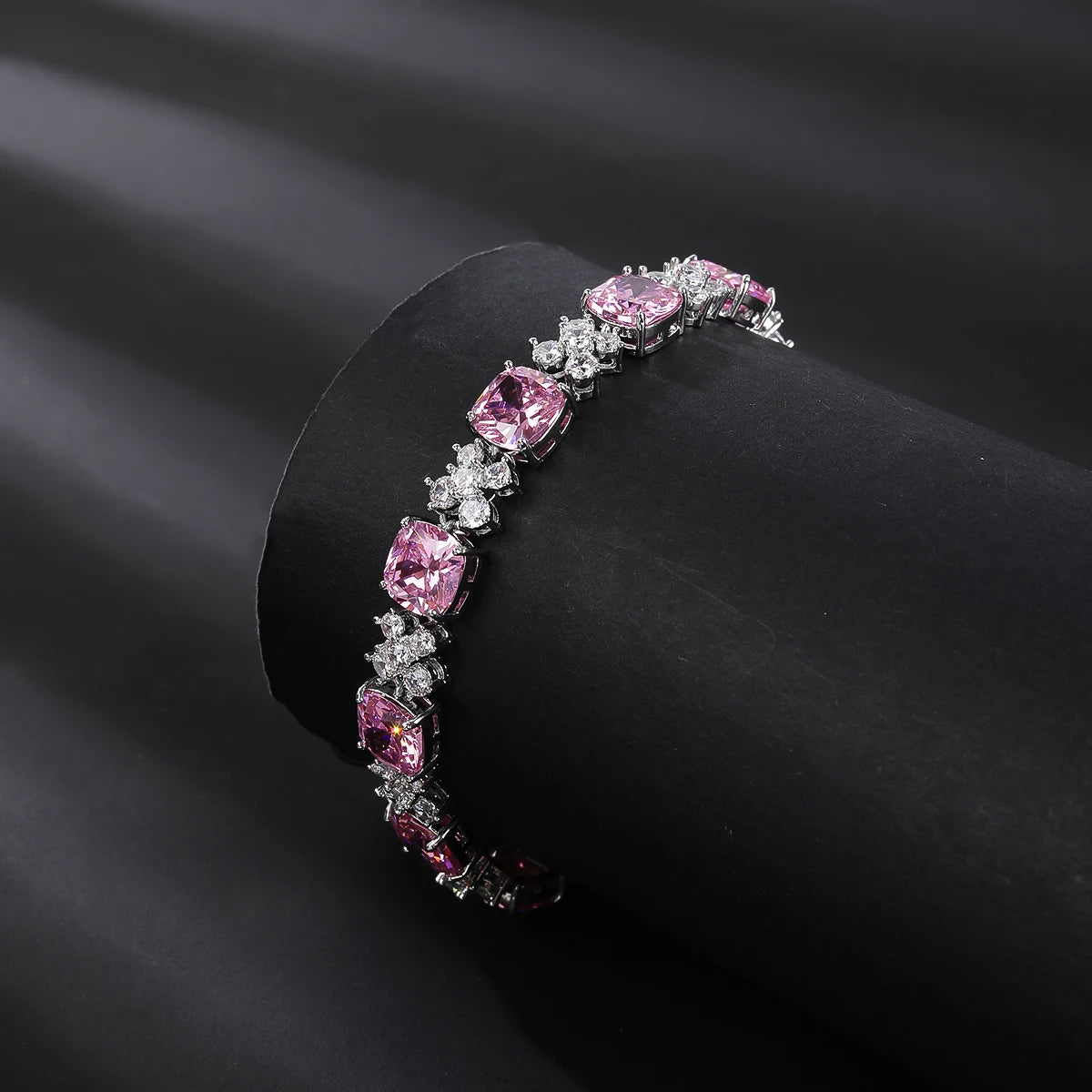 Luxurious Cubic Zirconia Red Green Blue Austrian Crystal Flower Bracelet for Women - Elegant Fashion Jewelry Gift for Birthday, Anniversary & Special Occasions
