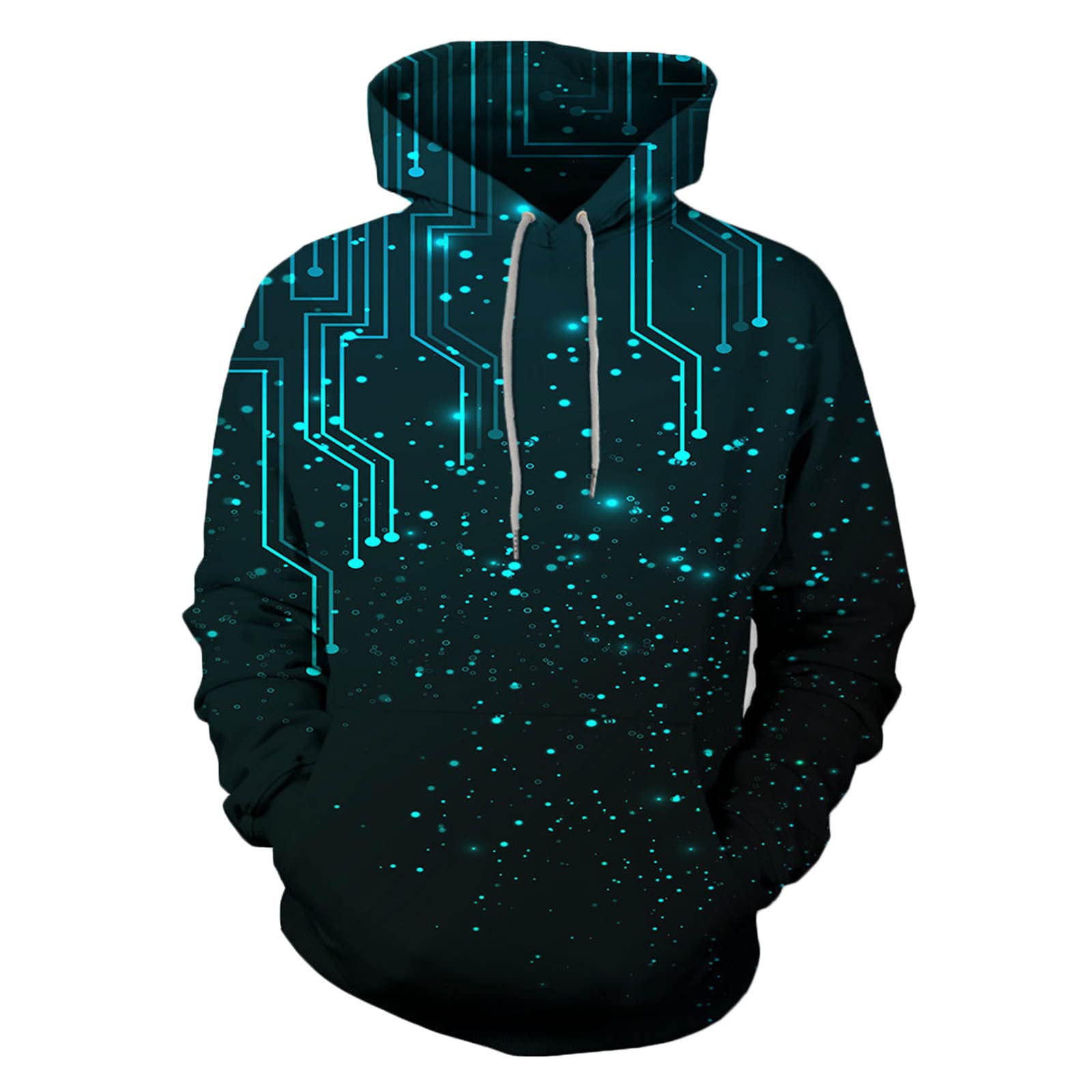 NUSGEAR Men's 3D Print Galaxy Hooded Sweatshirt - Oversized Pullover Hoodie with Pockets, Drawstring & Loose Fit (Sizes M-5XL) | Casual Streetwear, Gym Jogging & Outdoor Activities