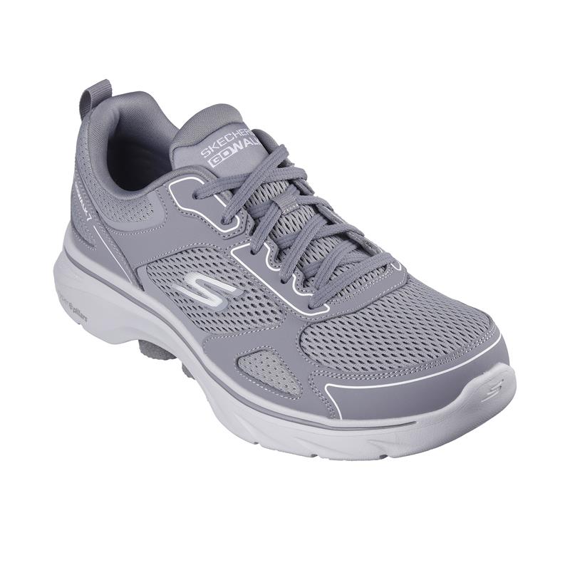 GO WALK 7 Comfortable Slip-On Walking Shoes for Men & Women - Lightweight & Breathable Sneakers (Style 216640, Grey) - Perfect for Travel, Work & Everyday Wear