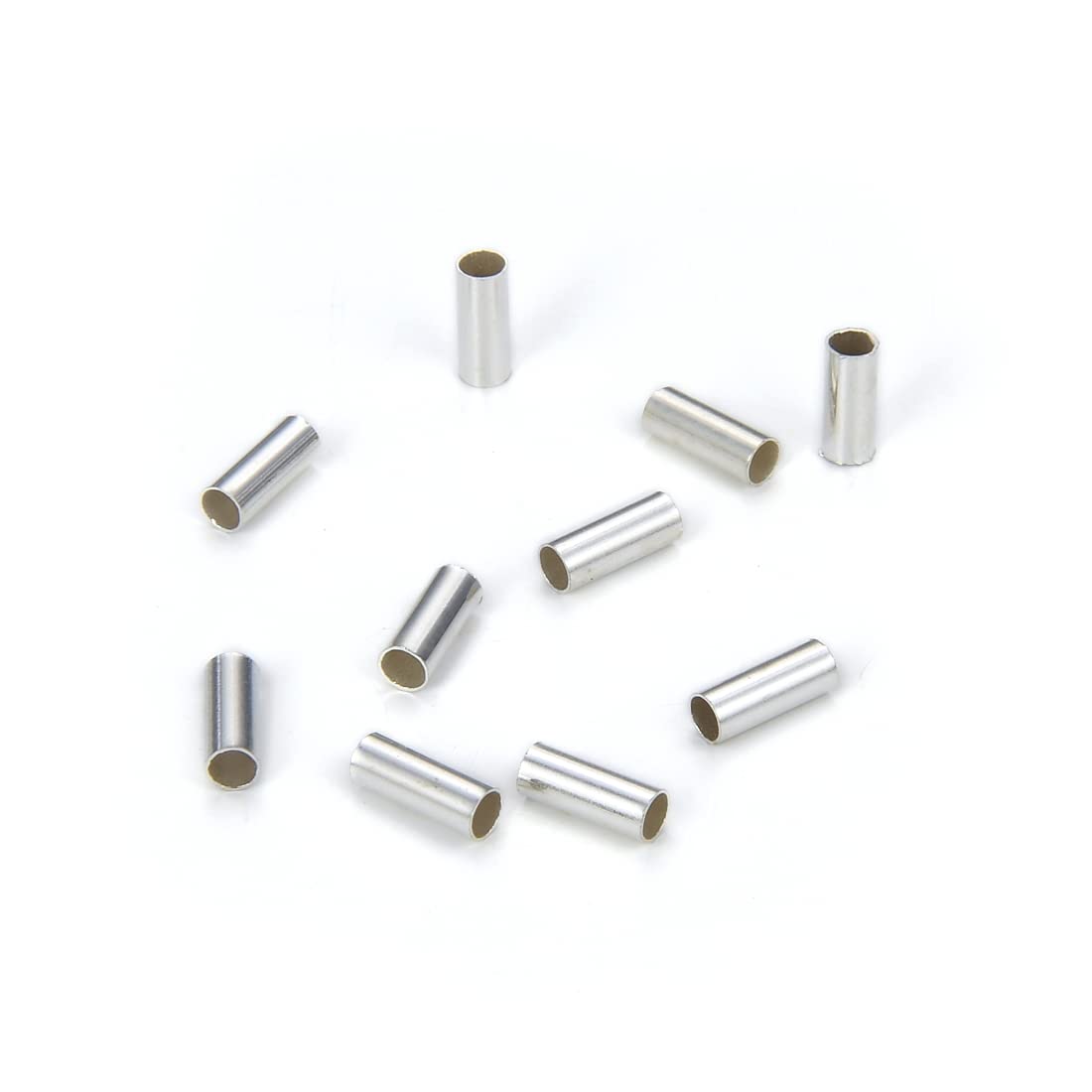 100pcs Silver Plated Brass Round Tube Beads 5mm (0.2 Inch) with 0.5mm Hole - Jewelry Making Connectors for Bracelets, Necklaces & DIY Craft Projects