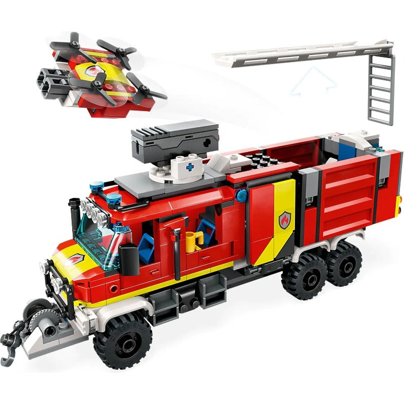 502pcs Fire Command Truck Toy Set - Realistic Fire Rescue Vehicle with Lights & Sounds - Perfect for Kids Pretend Play, Birthday Gifts & Emergency Scene Role Play