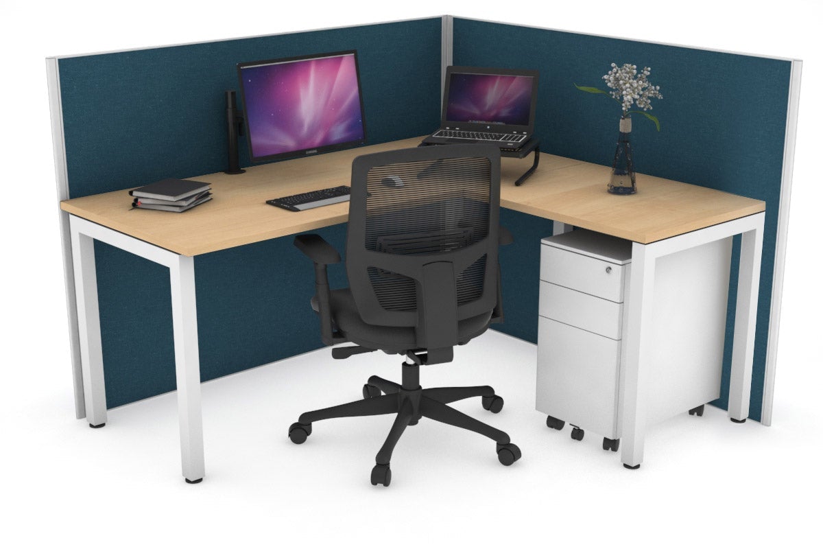 Horizon Quadro Square Legs L-Shaped Corner Office Desk - 1800mm x 1450mm, Modern Workstation for Home & Office, Perfect for Small Spaces & Multi-Monitor Setup