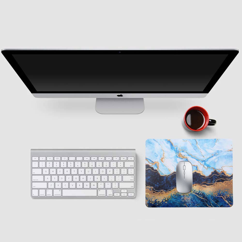 Non-Slip Gaming Mouse Pad with Marble Design - 9.5x7.9 Inch Rubber Base Computer Mouse Mat for PC, Laptop & Office Work - Perfect for Esports, Gaming Setups & Home Office Desks