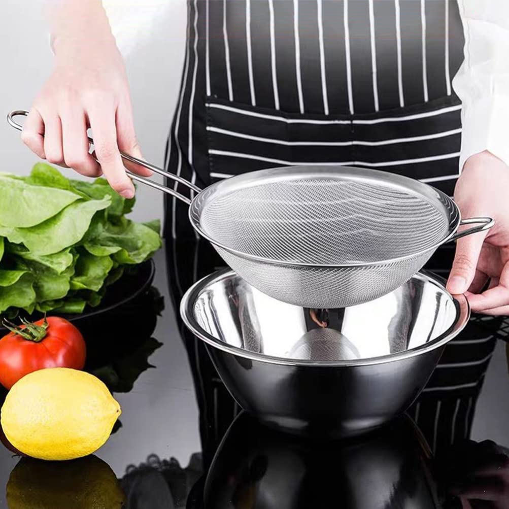 iplusmile 3-Piece Stainless Steel Kitchen Strainer Set - Colander, Skimmer & Mesh Strainer with Bowl - Durable Cooking Utensils for Pasta, Vegetables & Soup Filtering - Perfect for Home Chefs & Professional Kitchens