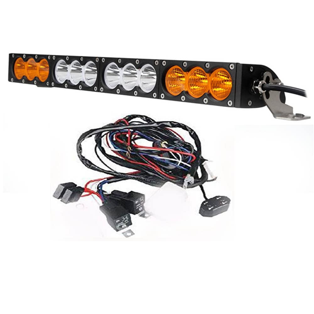 22 Inch 120W Single Row LED Light Bar - Dual Color White/Amber Spot Flood Combo Beam - Off Road Driving, Work & Diving Light for Ford, GMC, Ram & UTV - Perfect for Foggy Conditions & Night Adventures