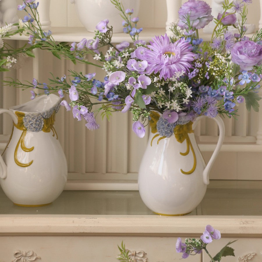 Artificial Floral Arrangement - Large Purple Romantic Silk Flowers for Living Room, Bedroom Decor | Spring Home Interior Design Centerpiece | Perfect for Wedding, Party & Table Decoration