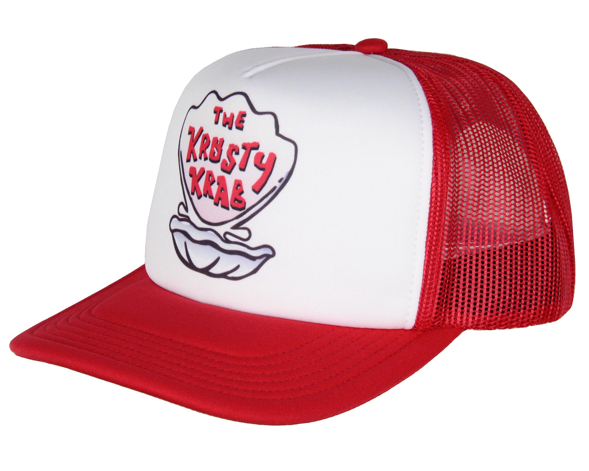 Spongebob Squarepants Krusty Krab Trucker Hat for Adults - Red Unisex Baseball Cap | Nickelodeon Cartoon Character Hat for Fans, Cosplay & Beach Outfits