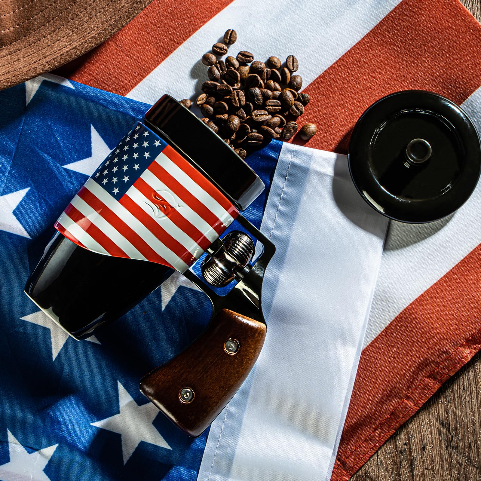 **Funny Gun Coffee Mug for Men - 16 oz Ceramic Novelty Revolver Cup, Cool Unique Black Flag Design - Perfect Birthday Gift for Dad, Father's Day Present - Great for Office, Home & Gifting**