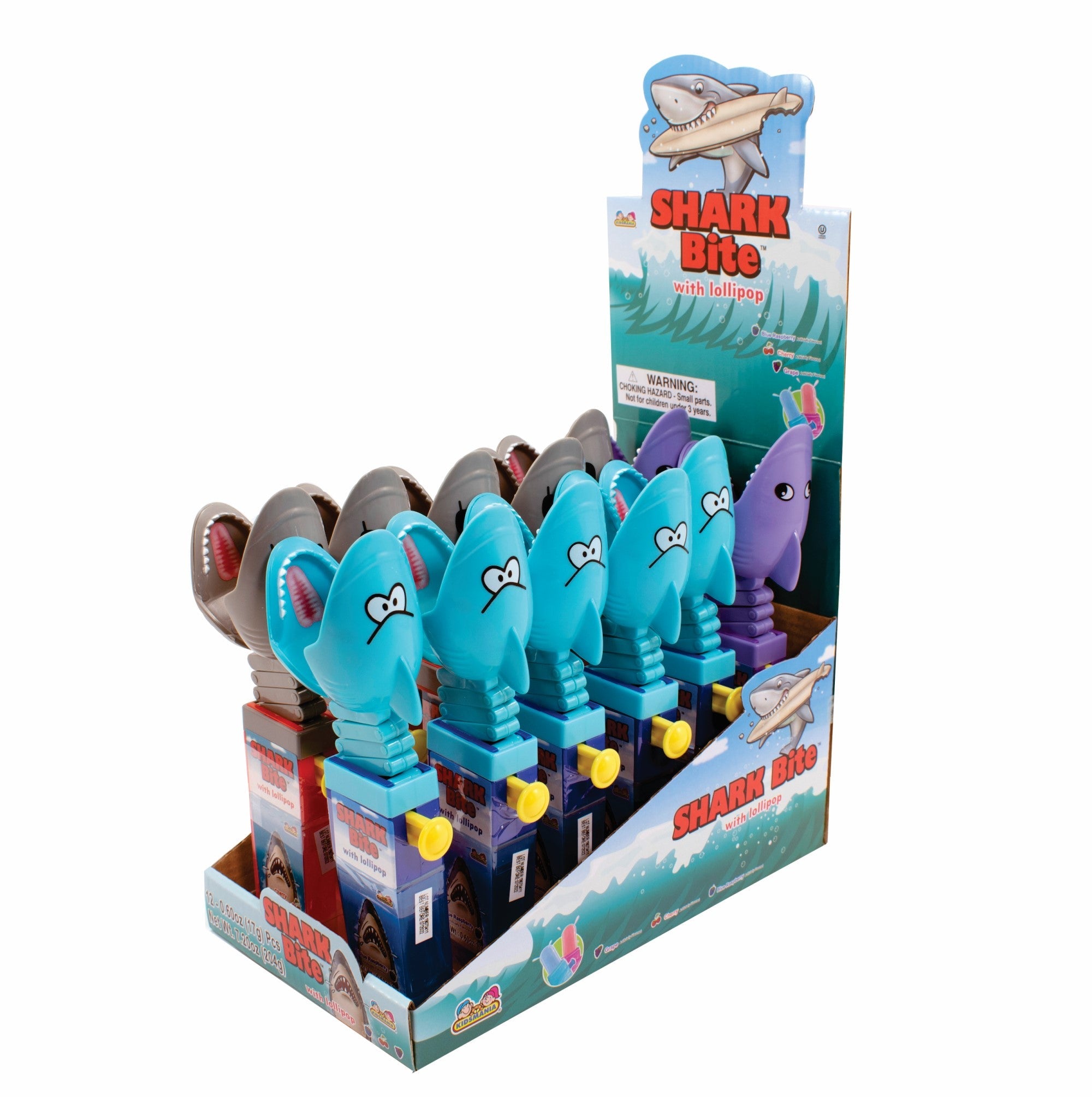 Kidsmania Shark Bite Lollipop - 12 Count Box | Fun Shark-Themed Candy for Birthday Parties, Halloween Treats & Kids Snacks