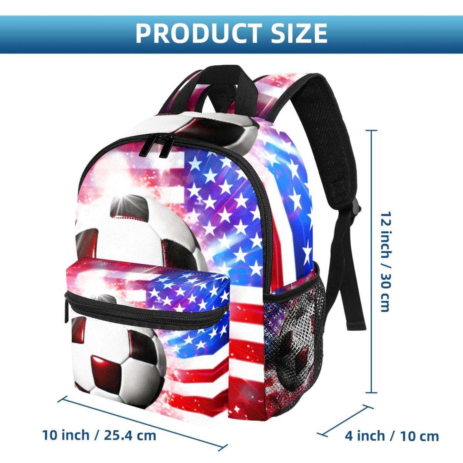 Men's & Women's Travel Backpack with American Flag & Football Design - Durable Carry-On Backpack for Hiking, College, Work & Outdoor Adventures