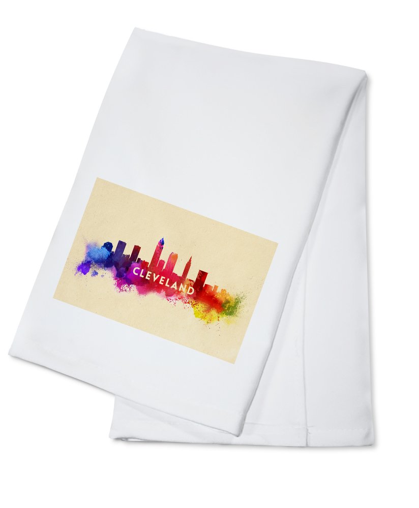 Cleveland Ohio Skyline Abstract Tea Towel - 100% Cotton Decorative Hand Towel for Kitchen & Home Decor - Perfect for Dish Drying, Gift Giving & Farmhouse Style Decor