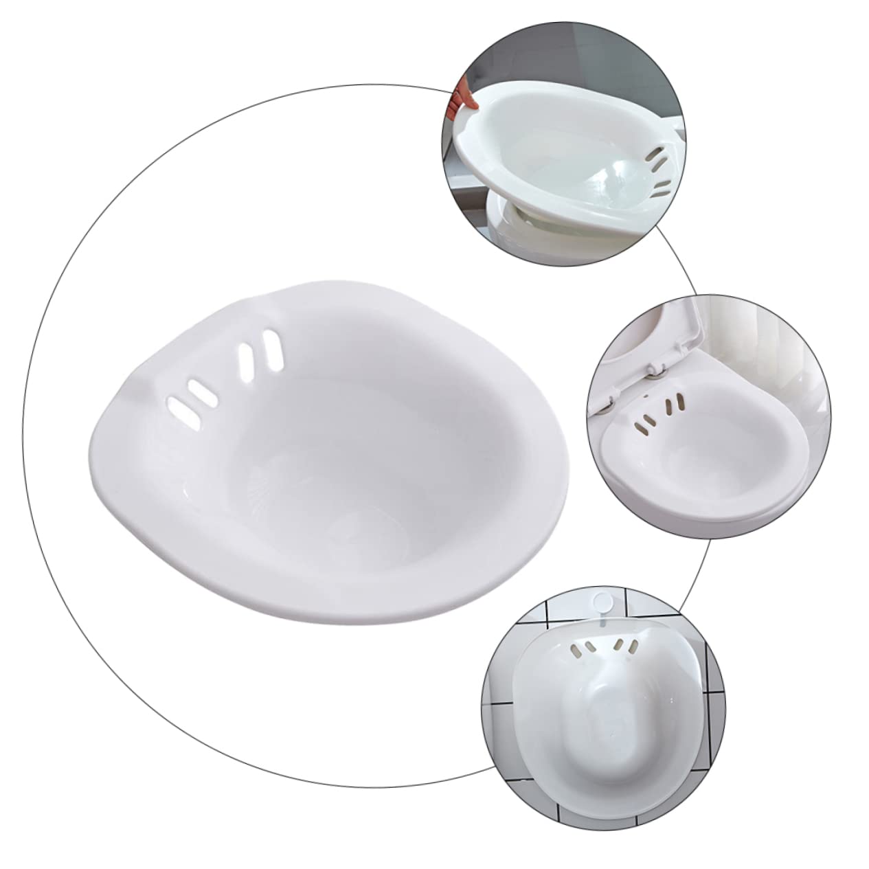 Postpartum Sitz Bath Toilet Seat - Comfortable Plastic Wash Basin for Hemorrhoid Relief & Post-Surgery Care | Easy to Clean with Drain Holes | Fits Most Standard Toilets | Ideal for New Moms & Postpartum Recovery