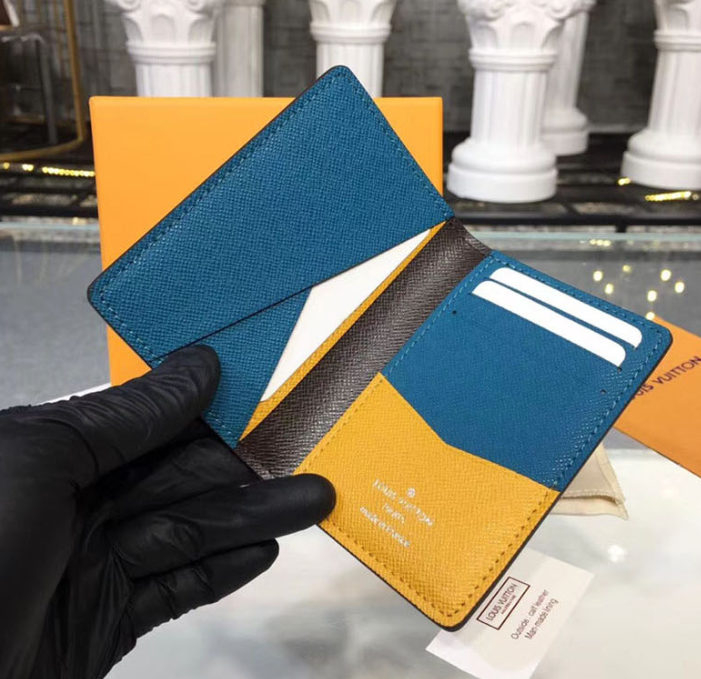 LV Pocket Organizer Wallet for Men | Genuine Epi Leather Credit Card Holder | Slim RFID Blocking Bifold Wallet for Business & Travel