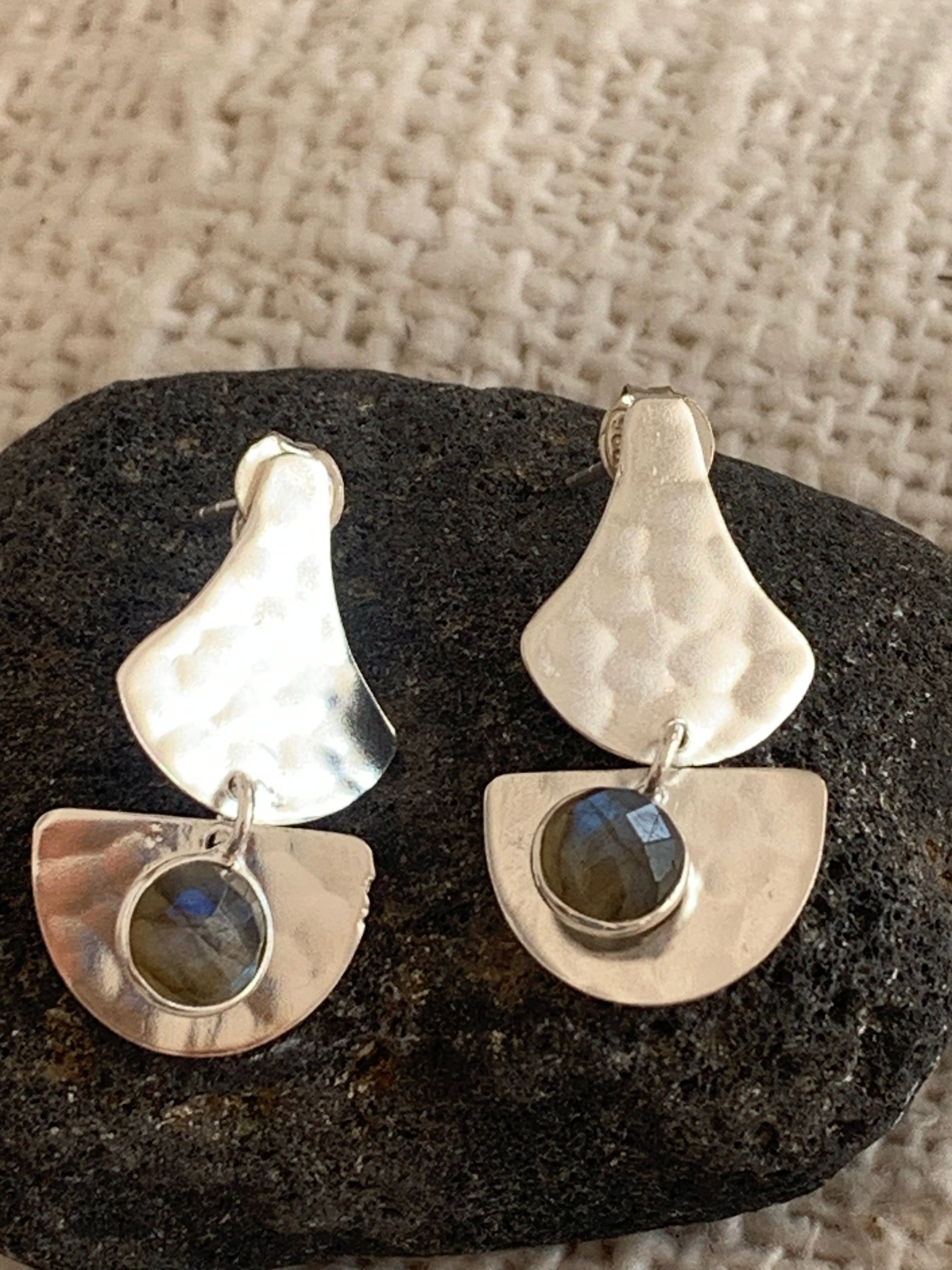 Authentic Iceland Silver Labradorite Gemstone Designer Earrings – Elegant Handmade Jewelry for Women, Perfect for Parties & Special Occasions