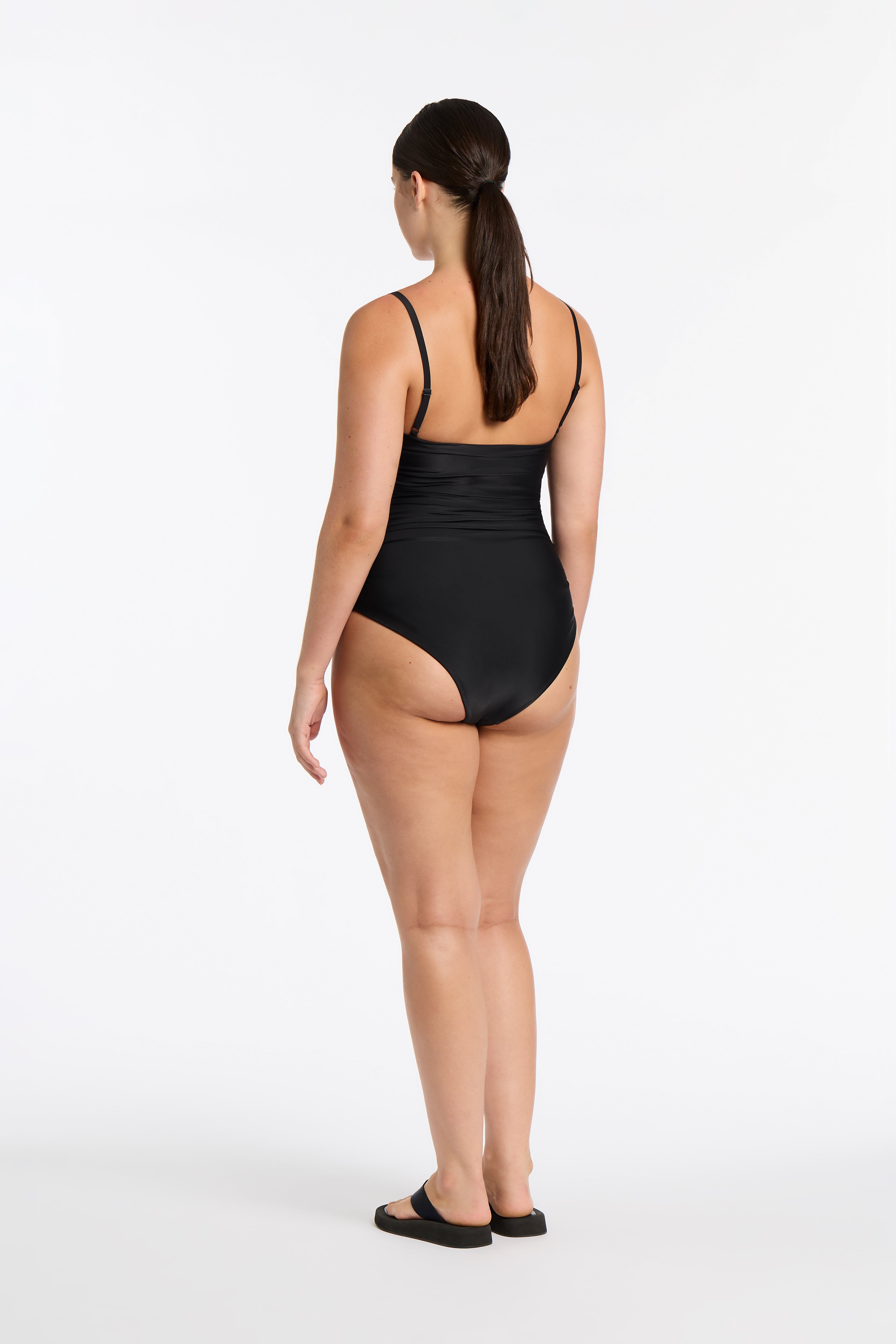 Zoya Gathered One Piece Swimsuit - Women's Sexy High Waisted Bathing Suit with Ruffles for Beach, Pool & Vacation