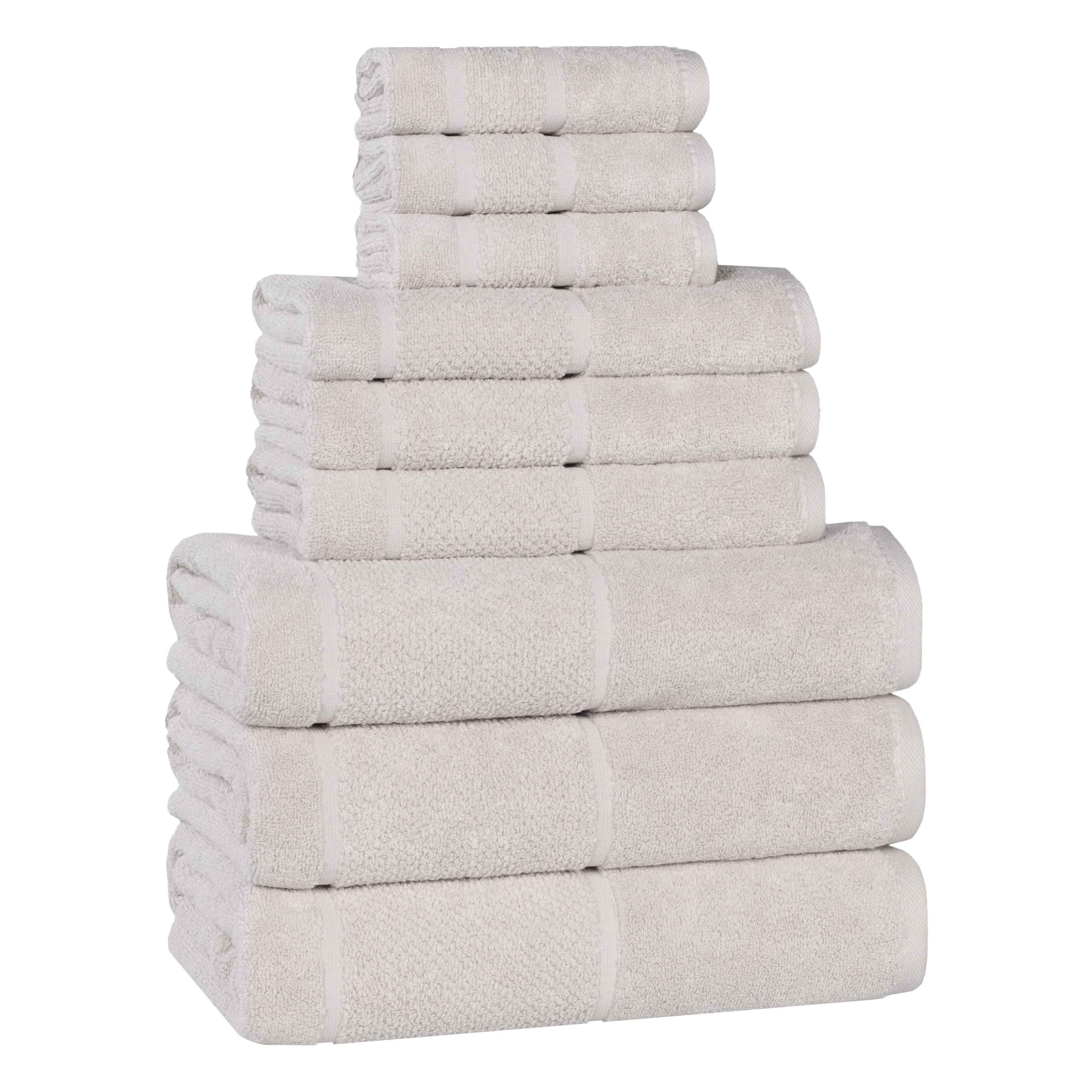 Premium 9-Piece Cotton Towel Set with Smart Twist Design & Broad Border - Soft, Absorbent Bath & Beach Towels for Spa, Gym, Travel & Home Use