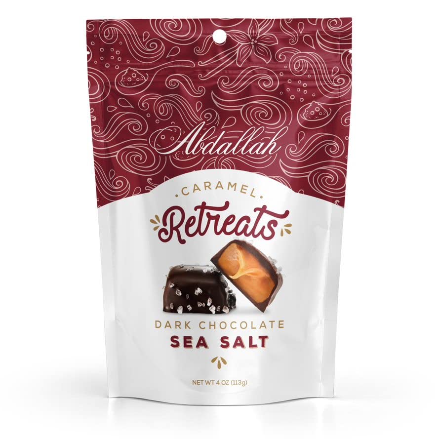 Abdallah Dark Chocolate Caramels with Sea Salt 8oz - Gourmet Gift for Holidays & Parties