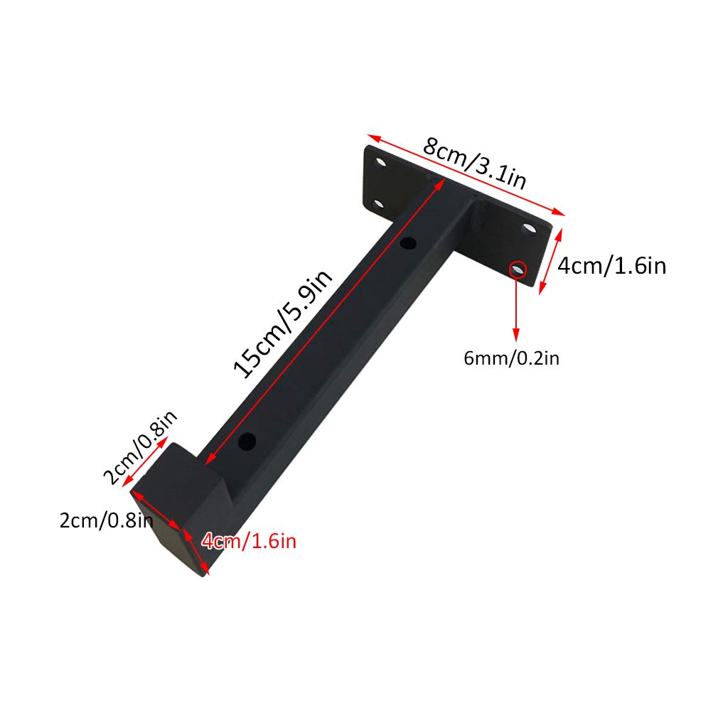 Heavy Duty Floating Shelf Brackets - 2 Pack 15cm/5.9in Wrought Iron Wall Mounted Shelf Supports for Bookshelves, Storage Racks & Shoe Racks - Hidden Right Angle Pipe Design for Modern Home & Office Organization