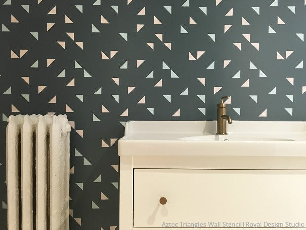 Aztec Triangles Wall Stencil - DIY Geometric Wall Art Decal for Home Decor | Perfect for Living Room, Bedroom, and Nursery Accent Walls