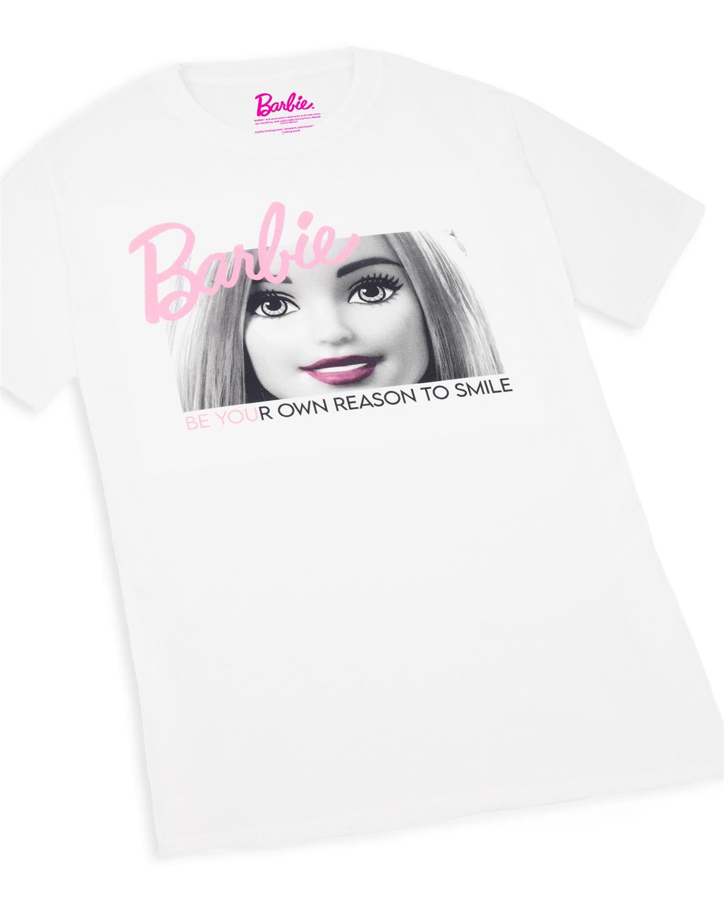 Barbie Women's Short Sleeve Graphic T-Shirt | Classic White & Pink Logo on Black Oversized Tee | Cute Doll-Themed Casual Top for Women | Perfect for Parties, Cosplay & Everyday Wear