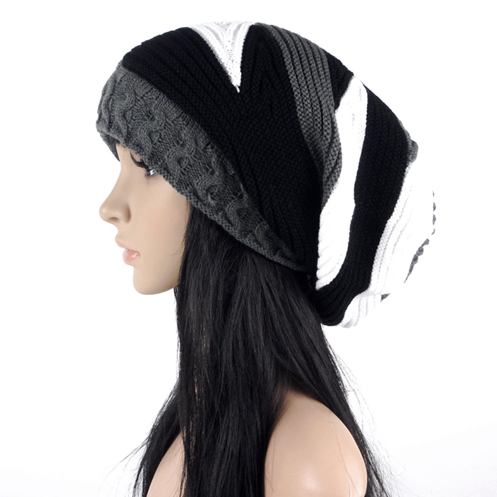 BIKMAN Warm Wool Skull Cap - Slouchy Beanie Hat for Men & Women | Winter Knit Hat for Cold Weather | Cozy Casual & Outdoor Activities (Black)