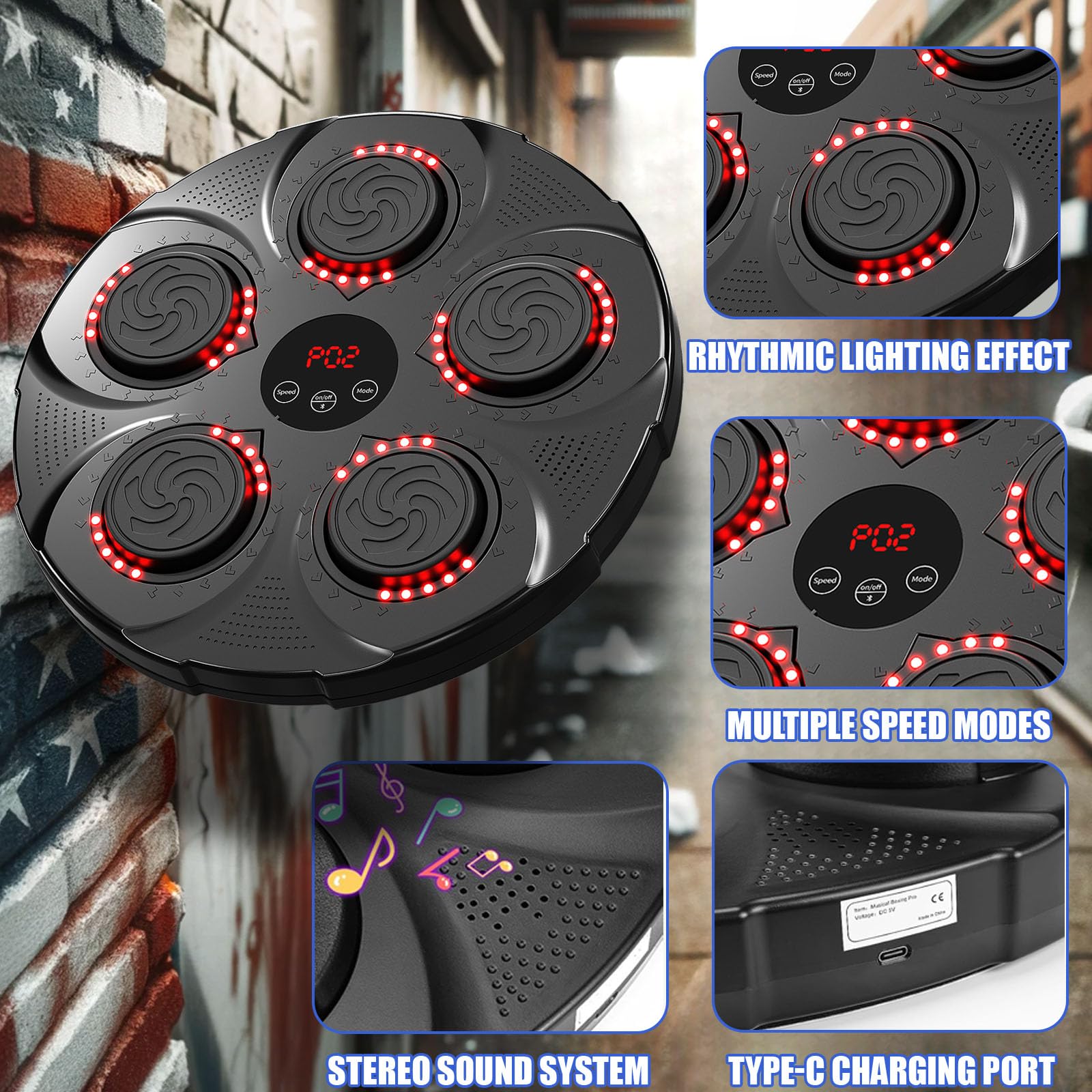 Godox 9-in-1 Smart Boxing Machine with LCD Display - Automatic Punching Bag for Home Gym, Fitness Training & Stress Relief - Compact Black Workout Equipment for Adults & Teens