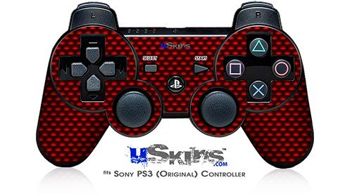 Sony PS3 Controller Skin - Carbon Fiber Red for Gaming