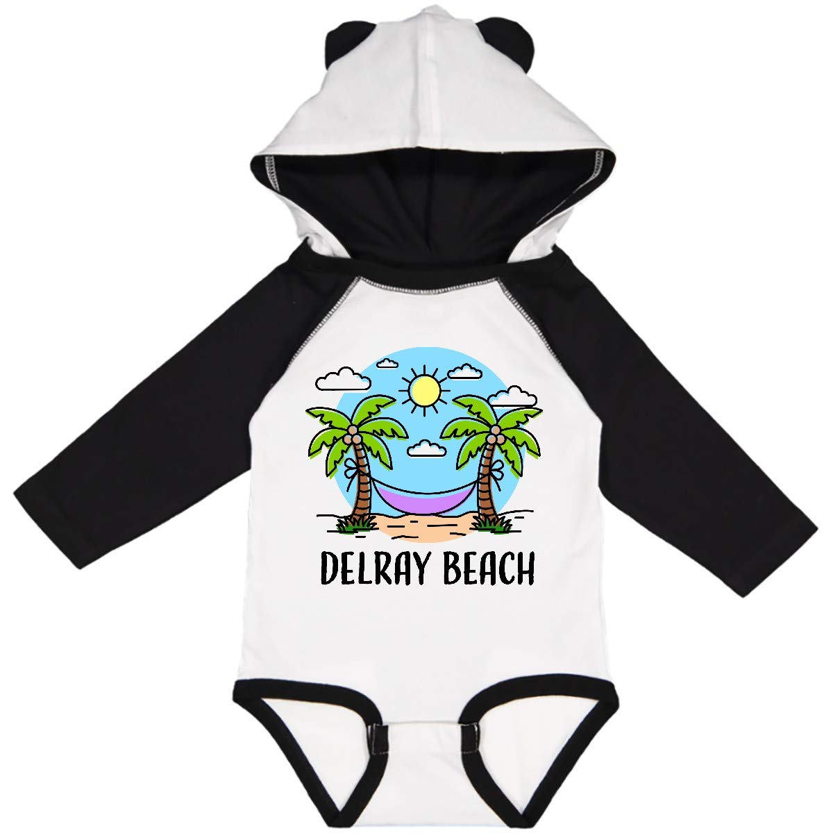 Inktastic Summer Vacation in Delray Beach Long Sleeve Baby Bodysuit - Soft Cotton Onesie for Boys & Girls - Perfect Beach Outfit, Family Vacation Gift