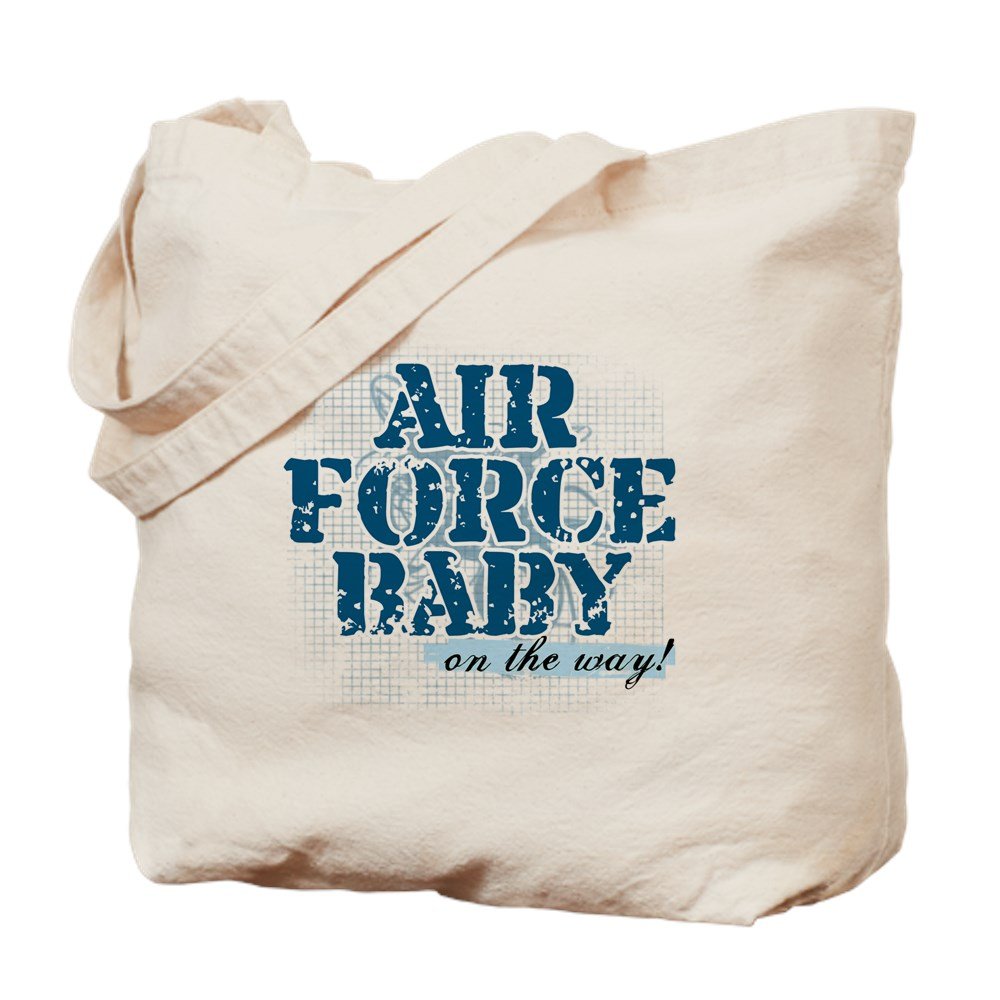 Air Force Baby On The Way Tote Bag - Natural Canvas Reusable Shopping Bag for Military Families | Perfect for Baby Showers, Grocery Shopping & Everyday Use