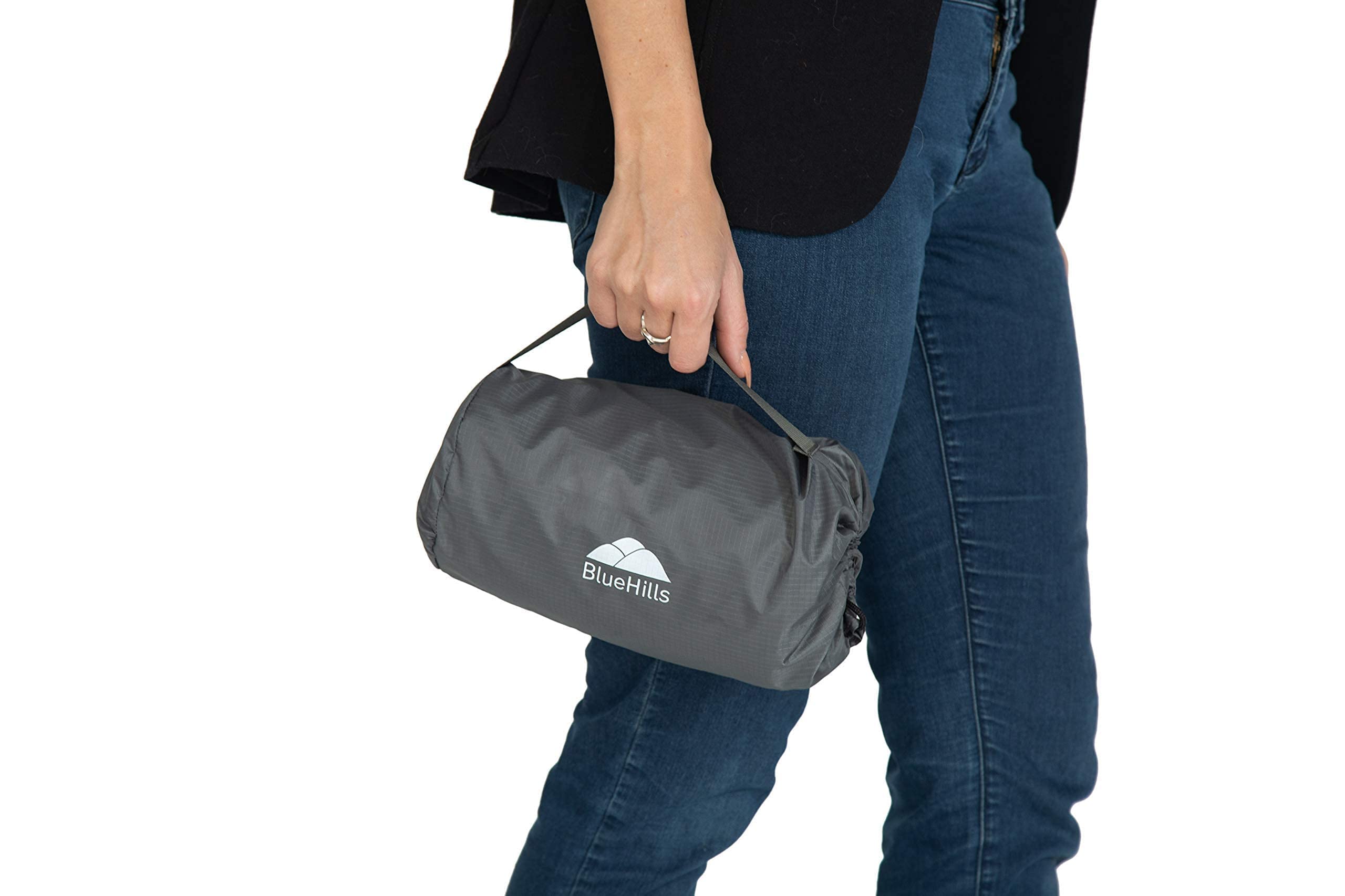 Premium Soft Ultra Compact Travel Blanket Set of 4 - Lightweight Airplane Blanket for Adults, Gray/Black/Navy/Royal Blue - Perfect for Flights, Camping, Road Trips & Office Use