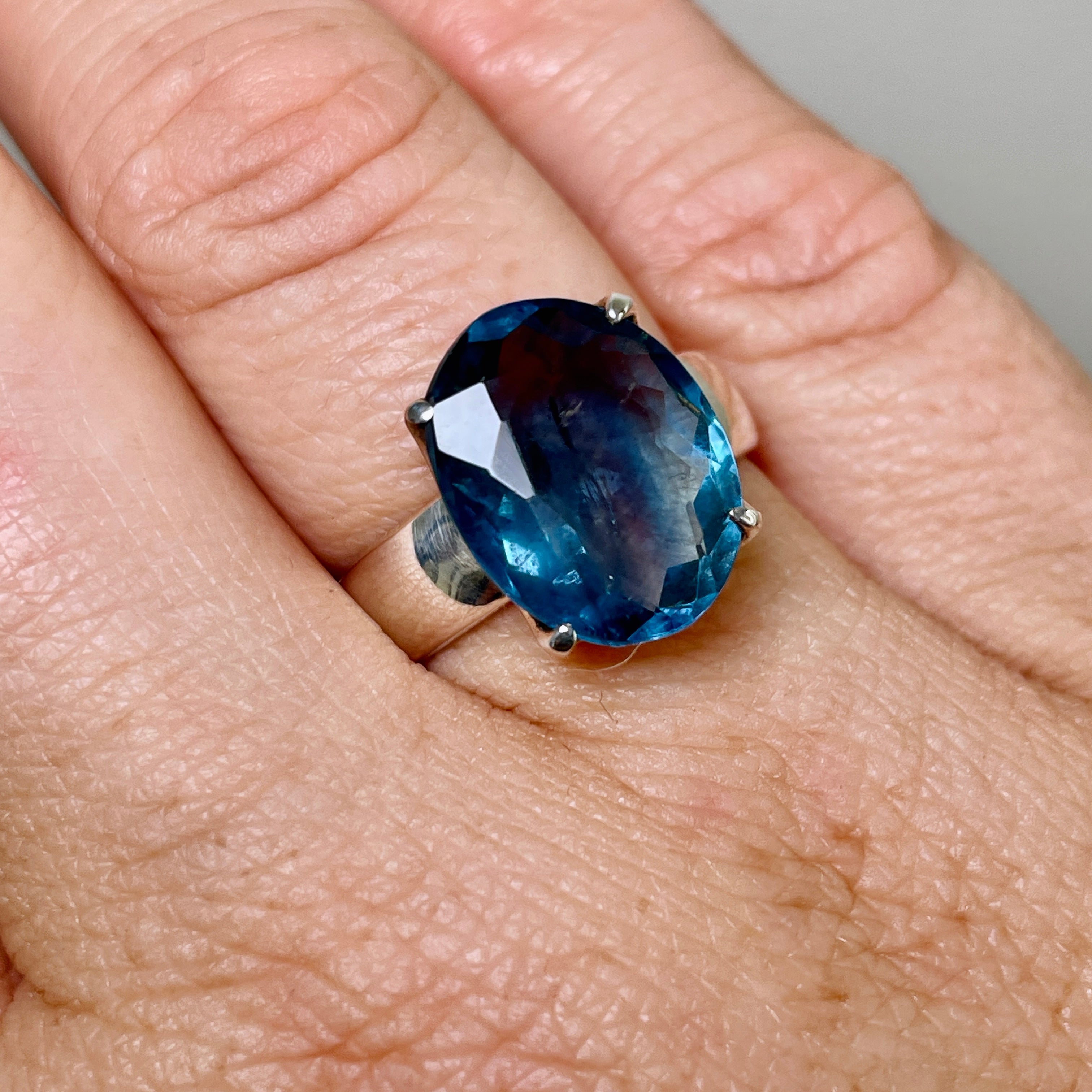 Fluorite Oval Faceted Ring Size 7 - PRGJ305 | Elegant Gemstone Jewelry for Women, Perfect for Weddings, Parties & Everyday Wear