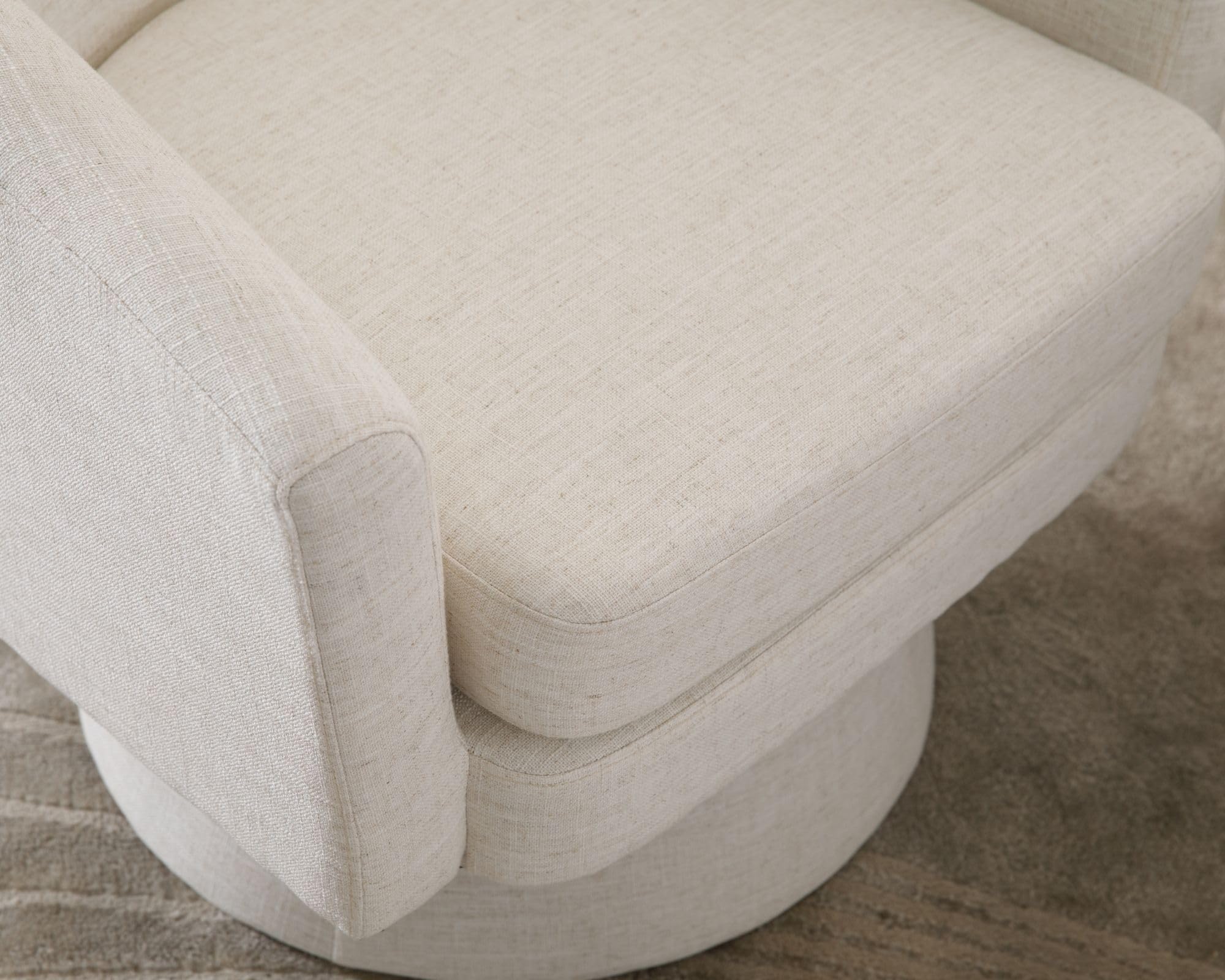 Modern Swivel Beige Accent Chairs Set of 2 - Linen Upholstered Barrel Chairs with Sherpa Back, Cozy Vanity Armchairs for Living Room, Bedroom & Reading Nook - Round Lounge Club Side Chairs for Home Decor & Relaxation