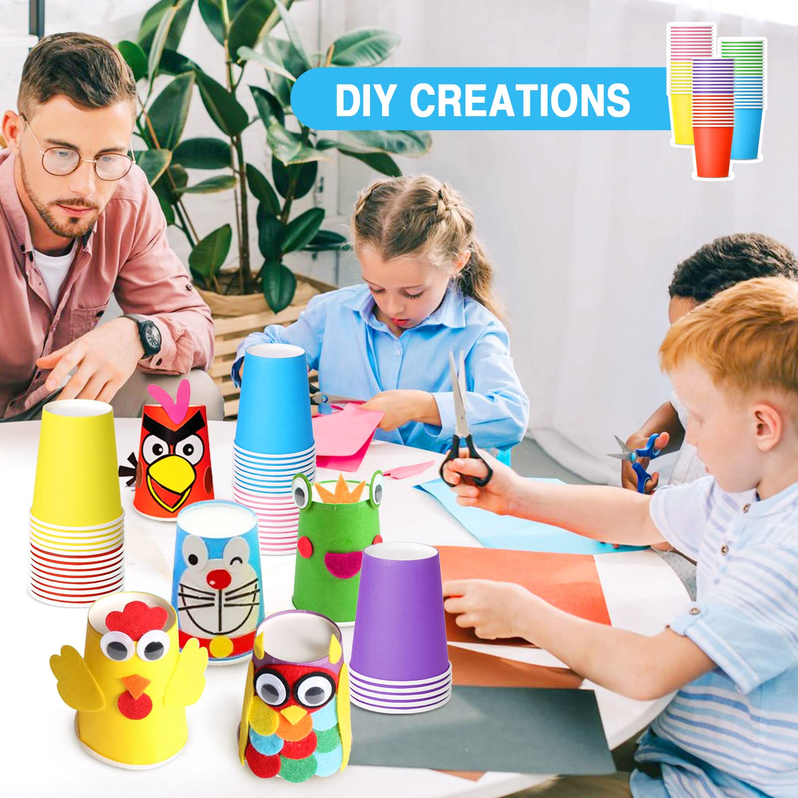 NUZEKY Disposable Paper Party Cups - 60 Pack 9oz Colorful Drinking Cups for DIY, Holiday, Wedding & Birthday Parties - Bulk Pack of 6 Vibrant Colors - Perfect for Celebrations, BBQs, and Family Gatherings