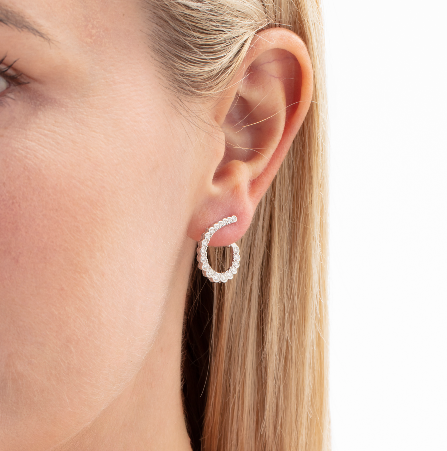 Elegant Diamond Hoop Earrings for Women - Large Aerial Regal Design, Perfect for Parties, Weddings & Special Occasions