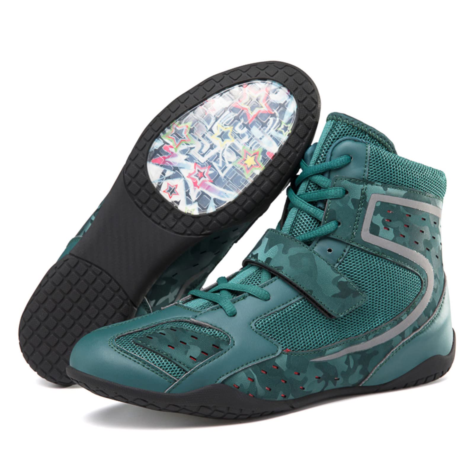 Men's Lightweight Boxing Shoes for Training & Sparring - Ankle Support Wrestling Boots for Squats & Workouts - Green Size 9 | Perfect for Boxing Gyms, MMA Training & Fitness Workouts