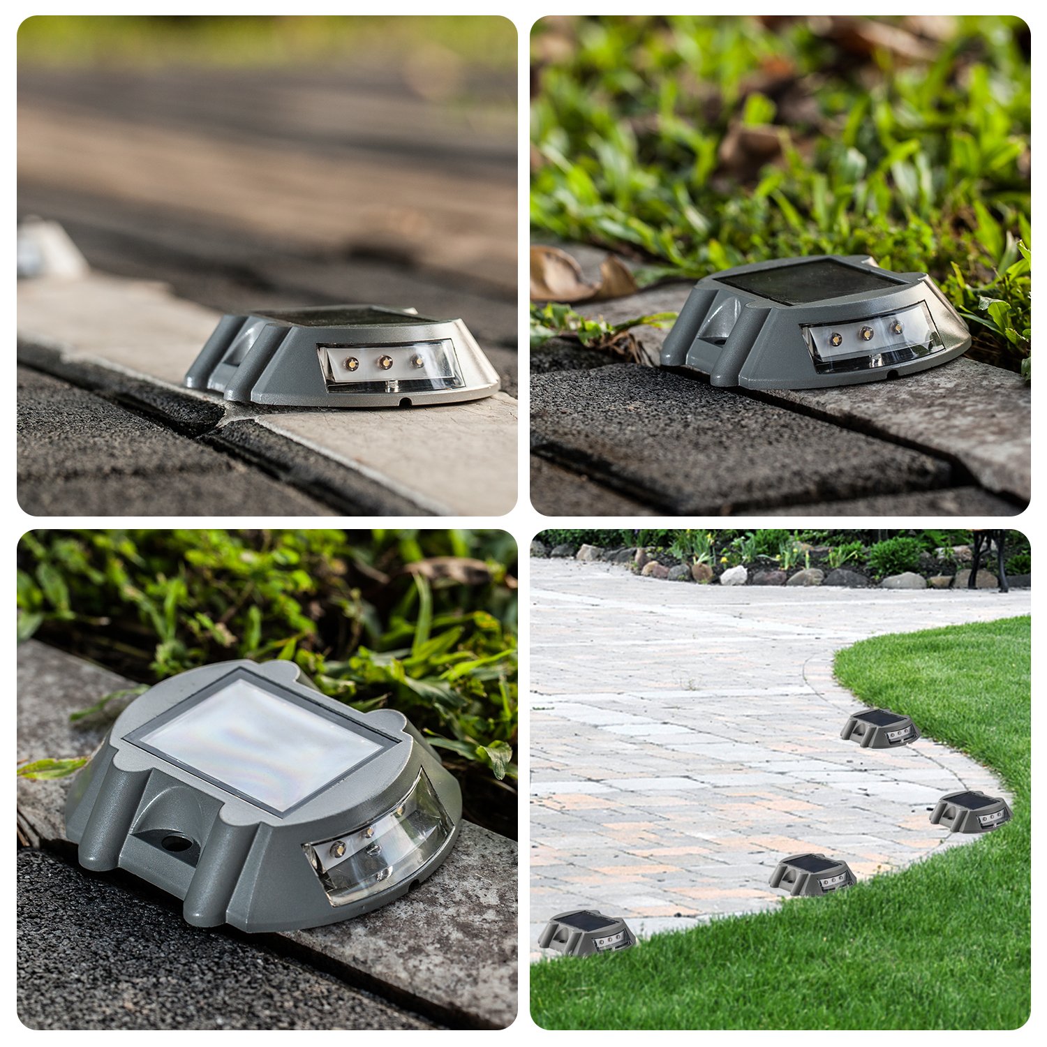 SUNWIND 4 Pack Blue Solar LED Lights - Waterproof Outdoor Solar Deck Lights for Garden, Driveway, Pathway, Patio - Perfect for Nighttime Safety and Landscape Lighting