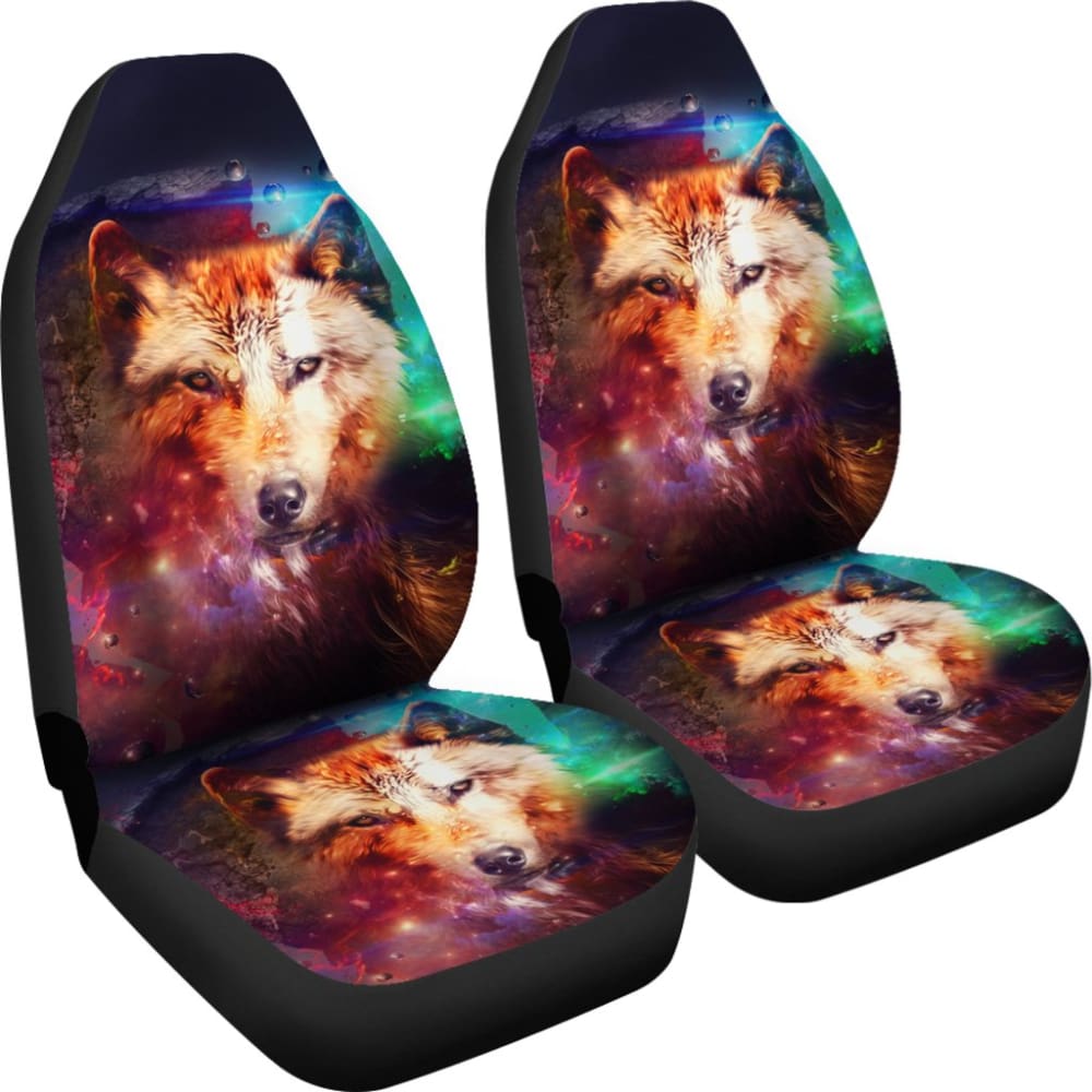 Premium Wolf Galaxy Print Car Seat Covers - Universal Fit for Cars, Trucks & SUVs - Unique Gift for Men & Auto Enthusiasts - Perfect for Road Trips, Daily Commutes & Vehicle Protection