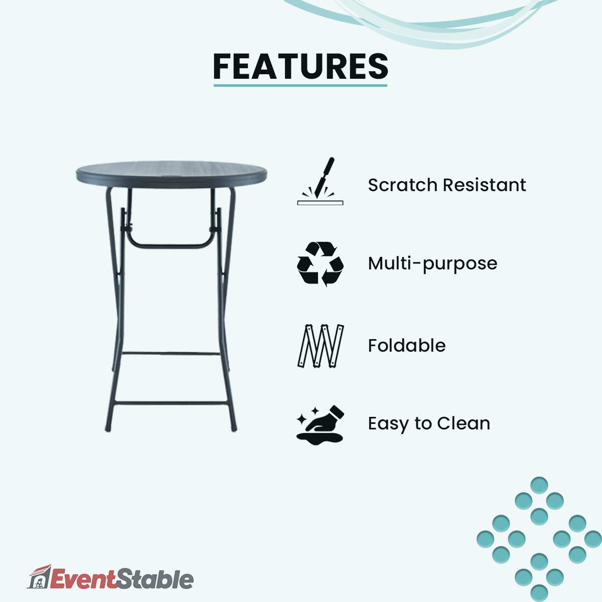 TitanPRO 32 Inch Blow Molded Plastic Folding Cocktail Table - Heavy Duty Portable Outdoor Table for Restaurant, Bar, Patio, and Backyard Parties - Premium Black Foldable Table for Events, BBQs, and Tailgating