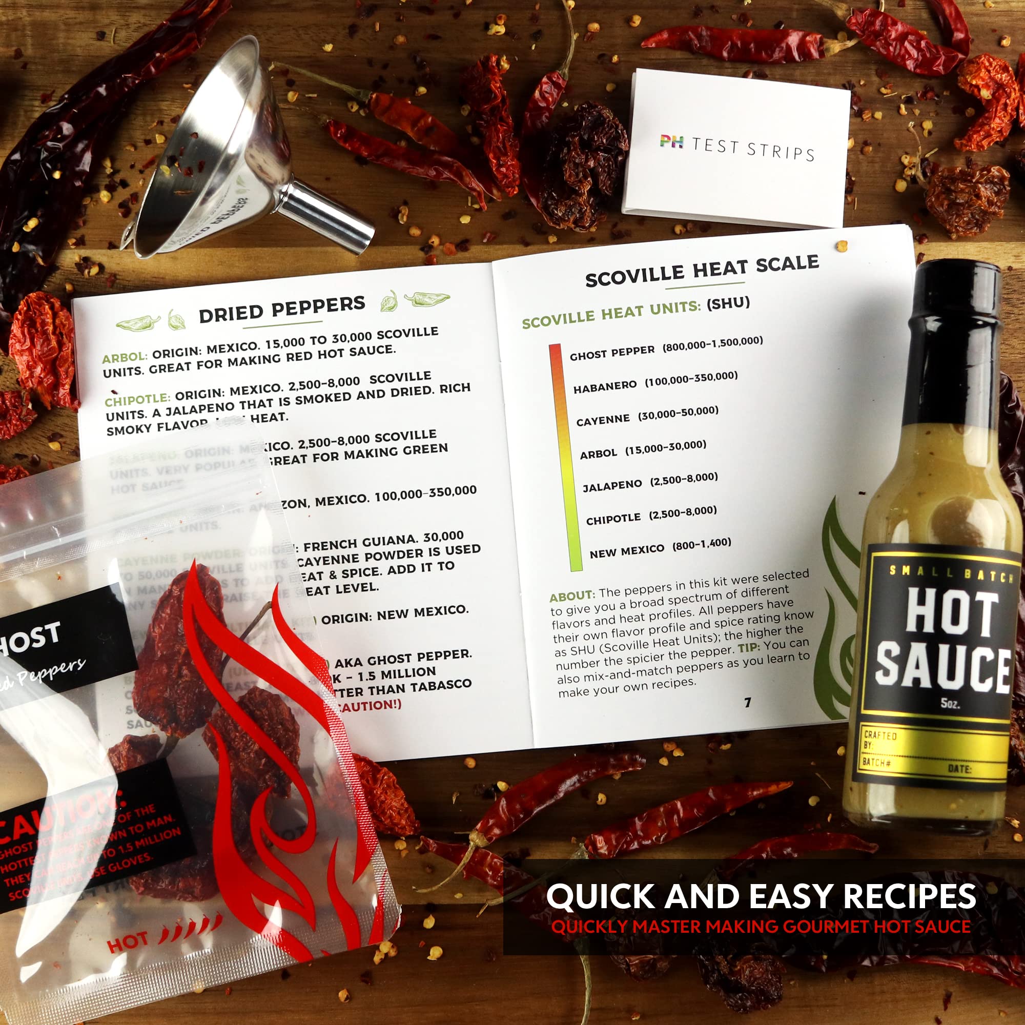 Premium Hot Sauce Making Kit with 5 Pepper Varieties (Jalapeno & Habanero) - Gourmet Spice Blend, 4 Glass Bottles & Fun Labels - DIY Homemade Hot Sauce Gift Set for Men, Dad & Cooking Enthusiasts | Perfect for Home Cooking, BBQ Parties & Unique Gifts